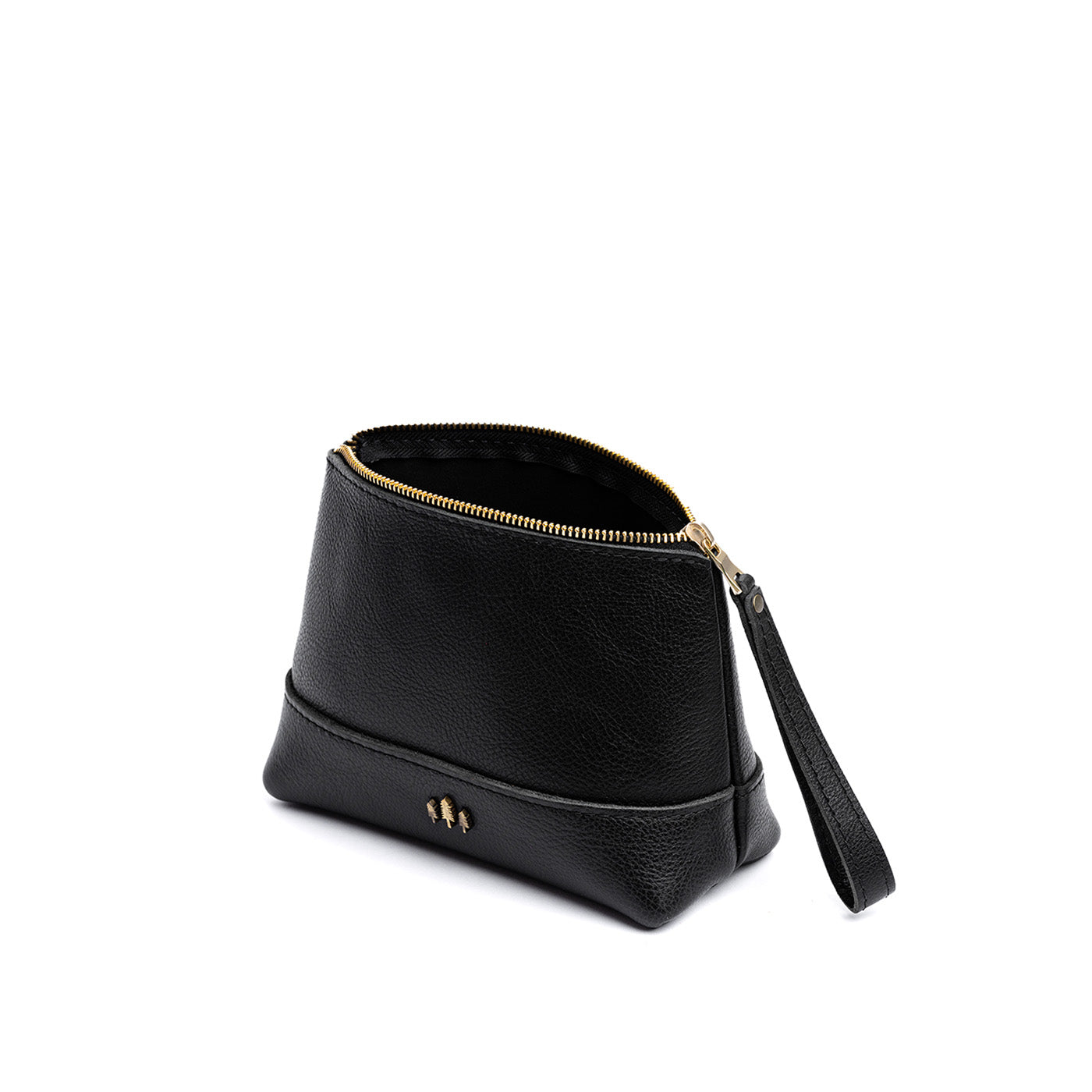 Leather Zipper Pouch with Wrist Strap & Flat Base | Almost Perfect Chelsea