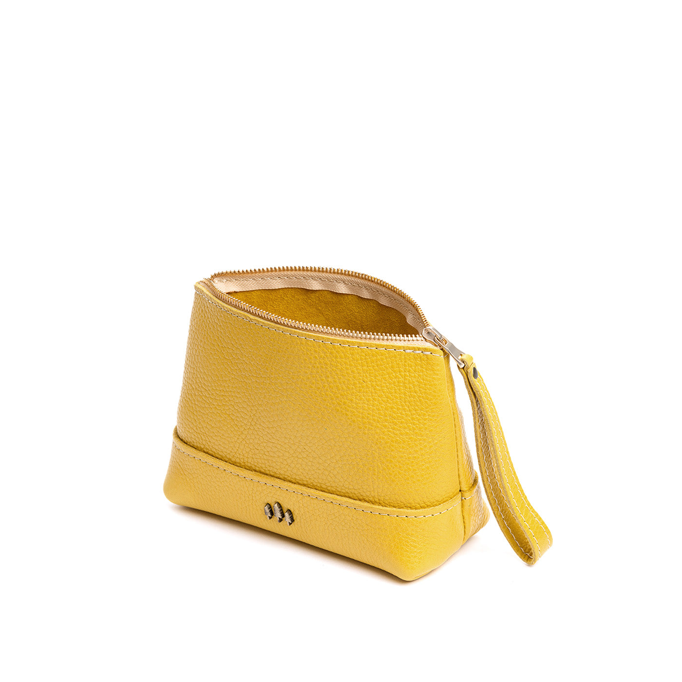 Leather Zipper Pouch with Wrist Strap & Flat Base | Almost Perfect Chelsea
