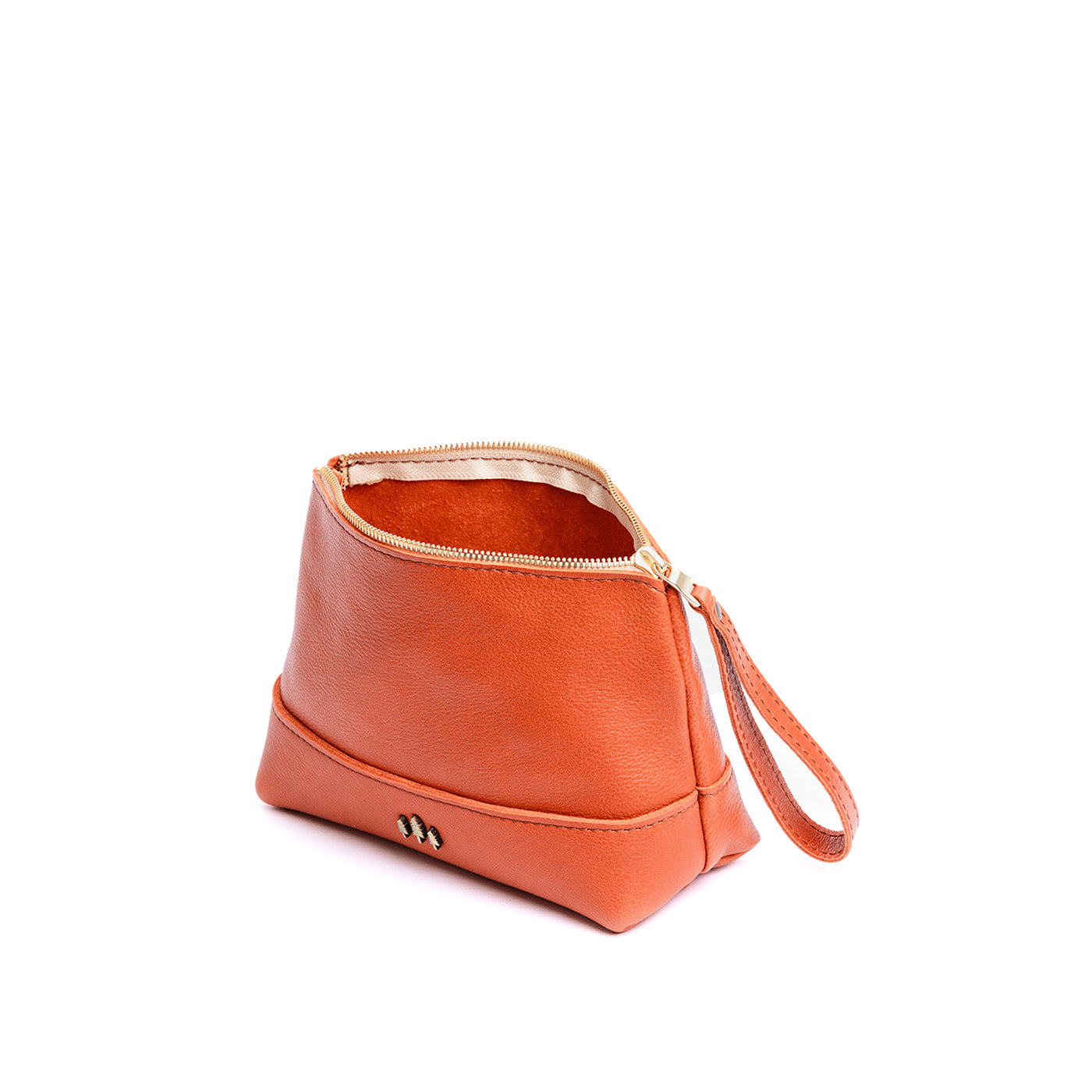 Leather Zipper Pouch with Wrist Strap & Flat Base | Almost Perfect Chelsea