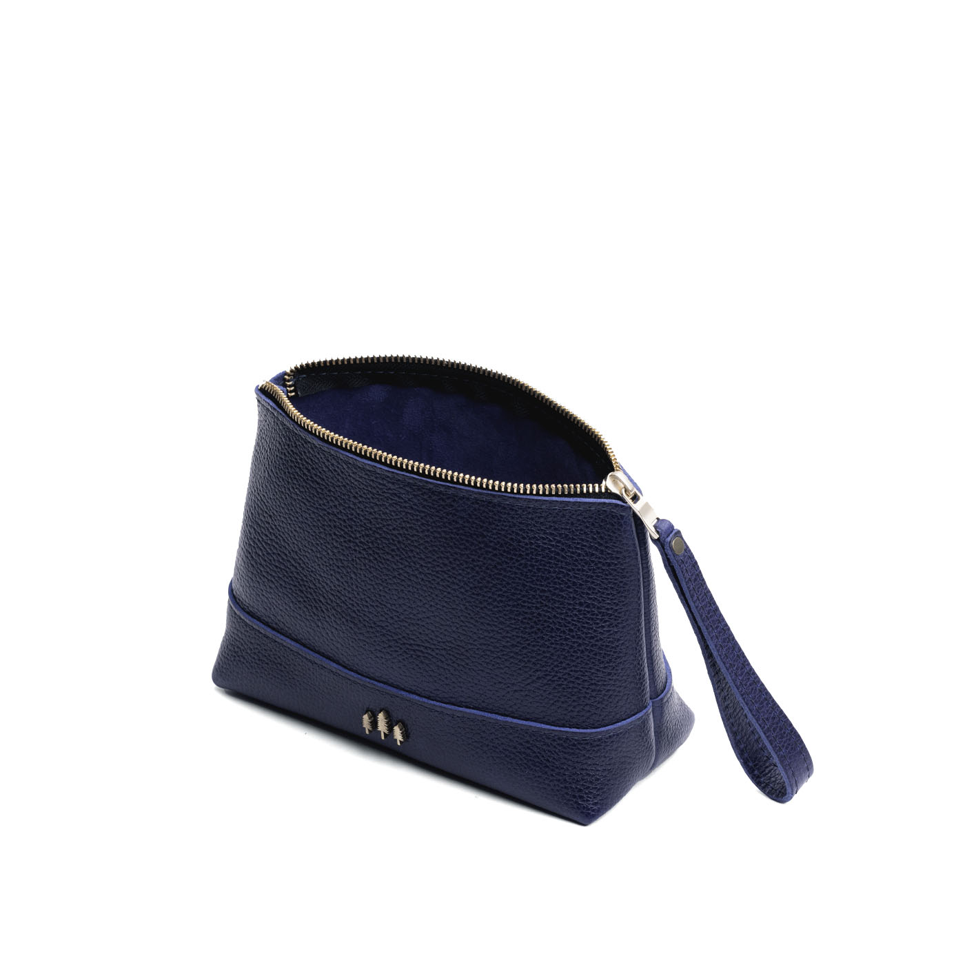 Leather Zipper Pouch with Wrist Strap & Flat Base | Almost Perfect Chelsea