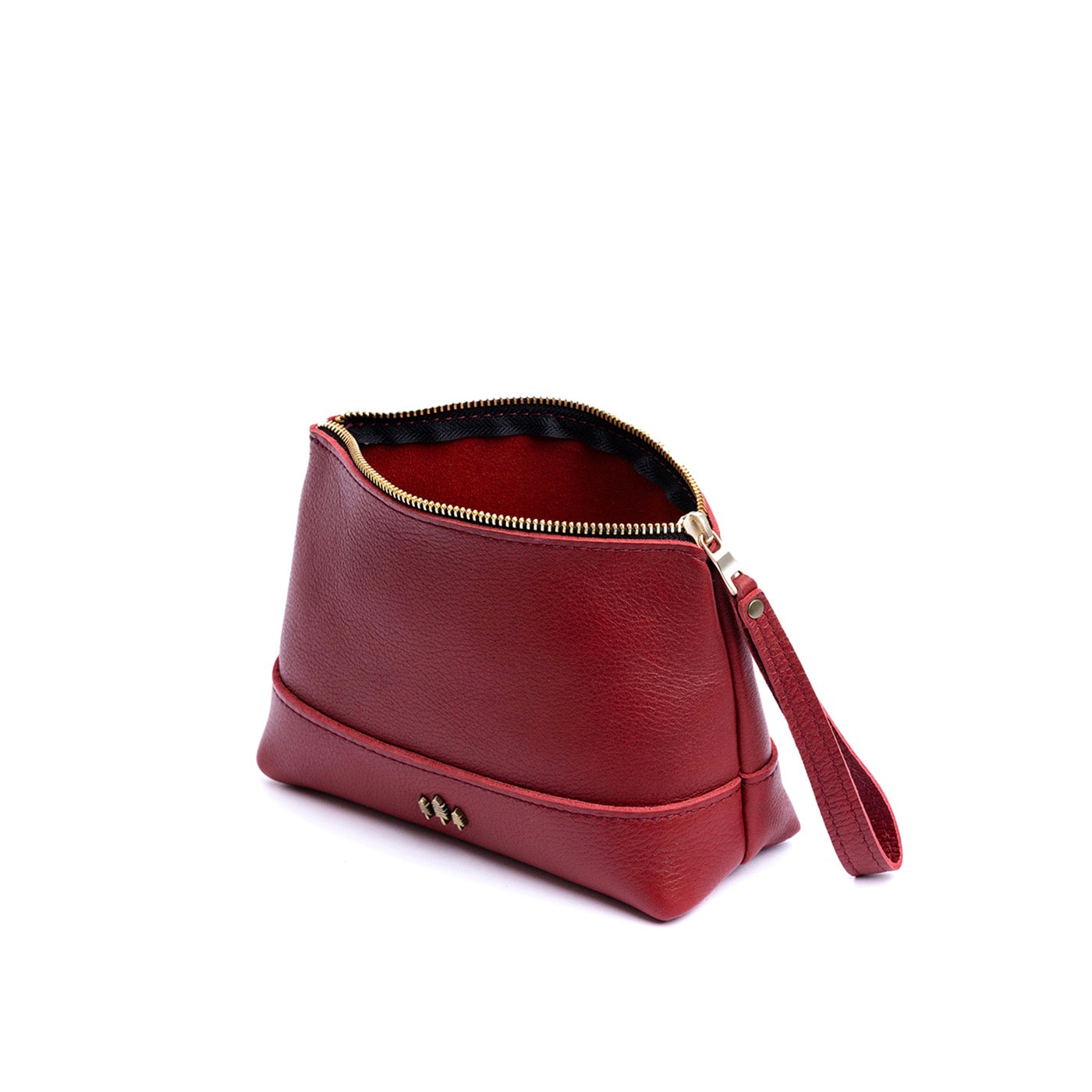 Leather Zipper Pouch with Wrist Strap & Flat Base | Almost Perfect Chelsea