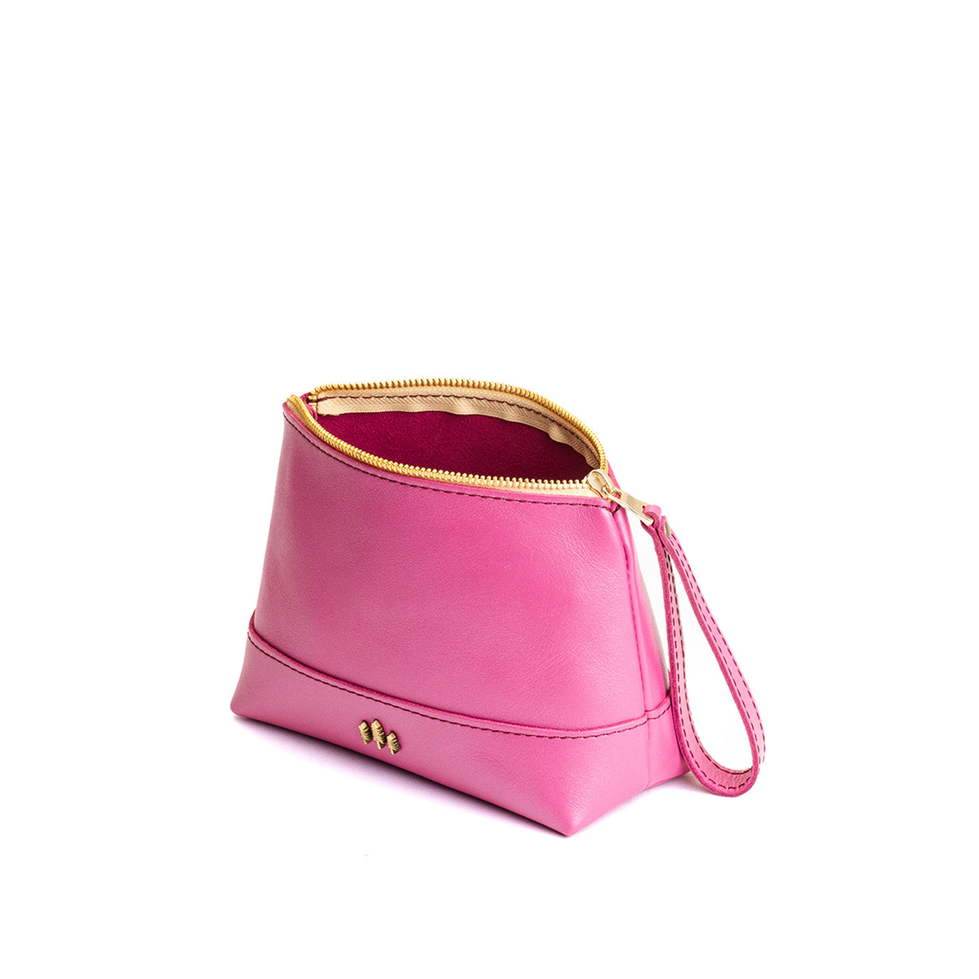 Leather Zipper Pouch with Wrist Strap & Flat Base | Almost Perfect Chelsea
