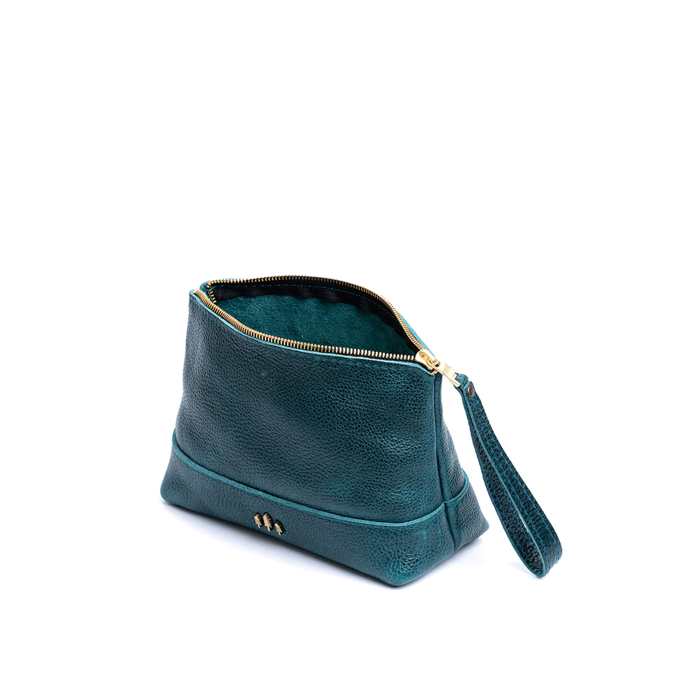 Leather Zipper Pouch with Wrist Strap & Flat Base | Almost Perfect Chelsea