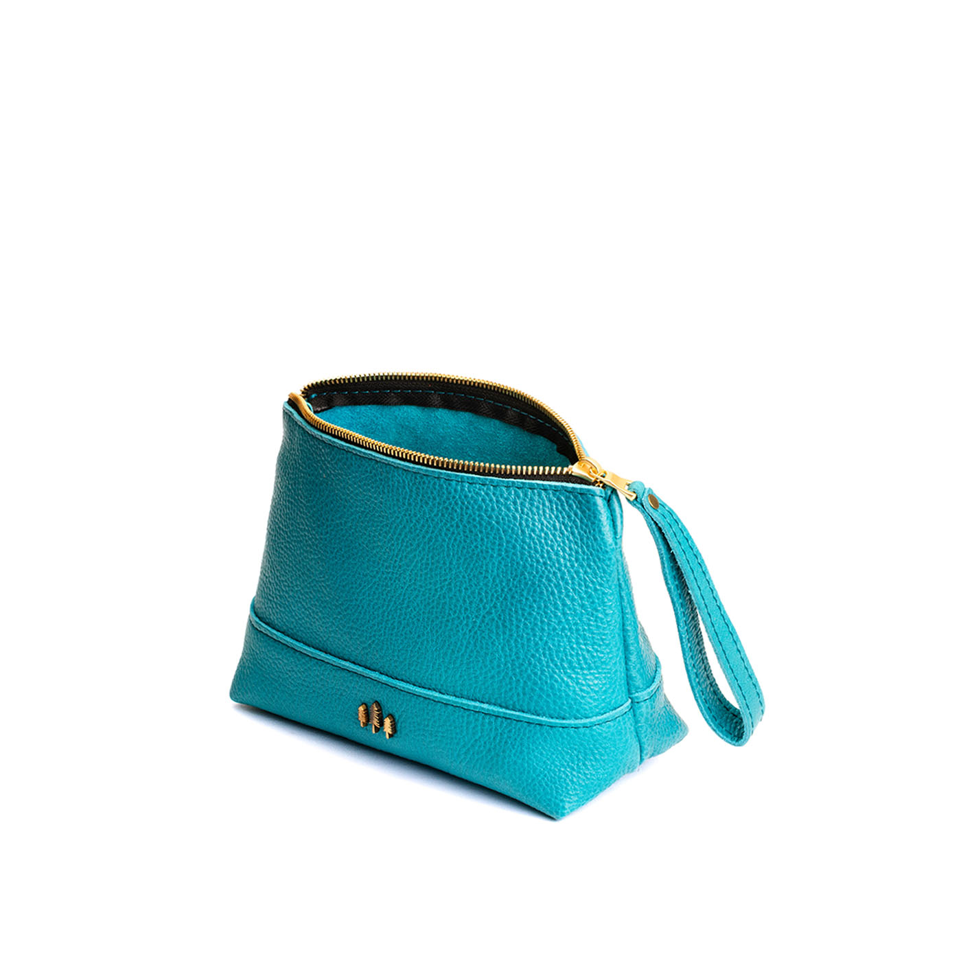 Leather Zipper Pouch with Wrist Strap & Flat Base | Almost Perfect Chelsea