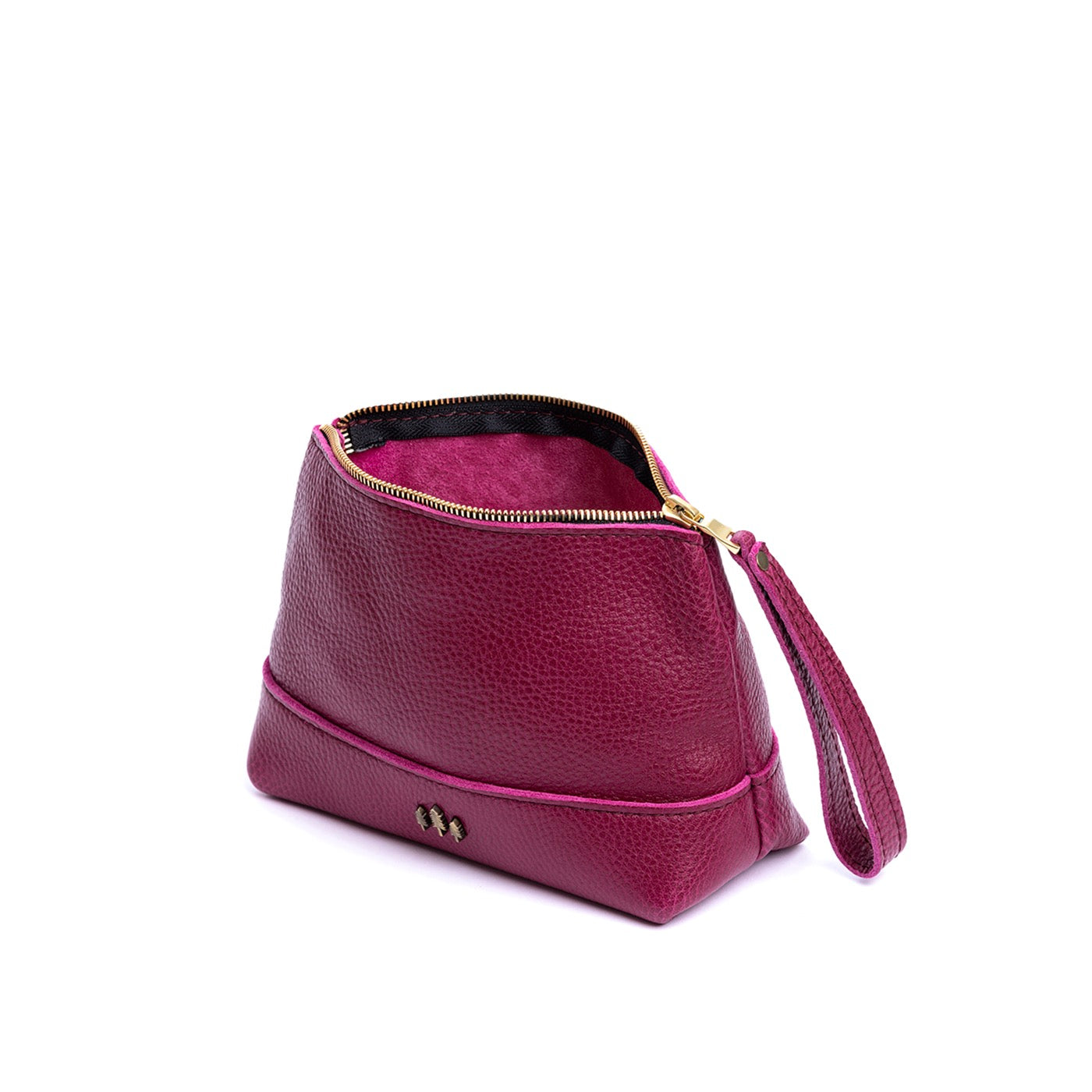 Leather Zipper Pouch with Wrist Strap & Flat Base | Almost Perfect Chelsea