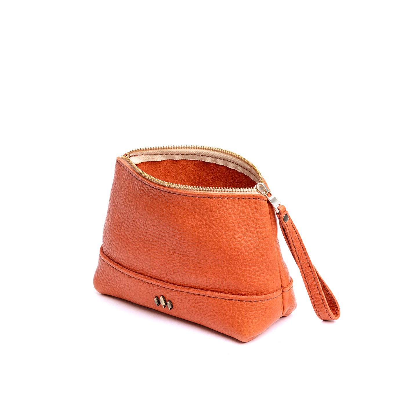 Leather Zipper Pouch with Wrist Strap & Flat Base | Almost Perfect Chelsea