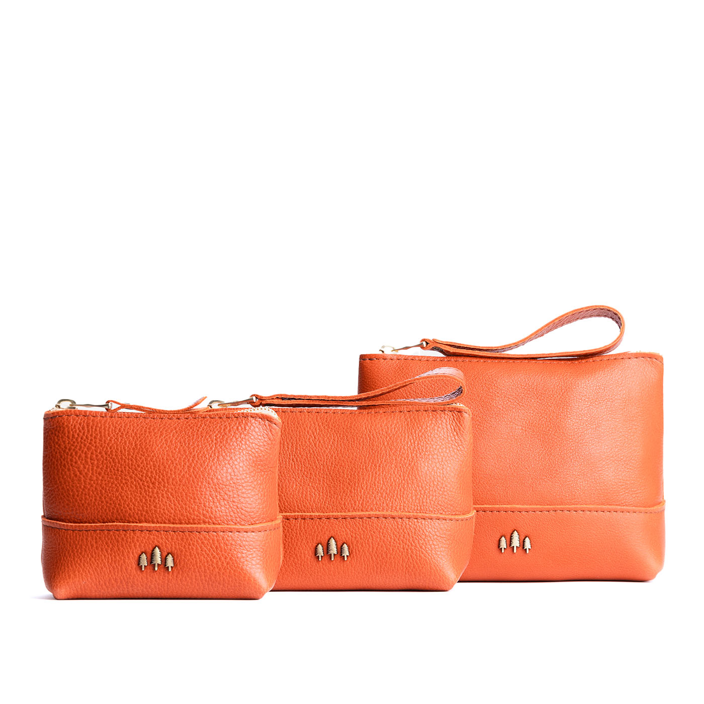 Leather Zipper Pouch with Wrist Strap & Flat Base | Almost Perfect Chelsea