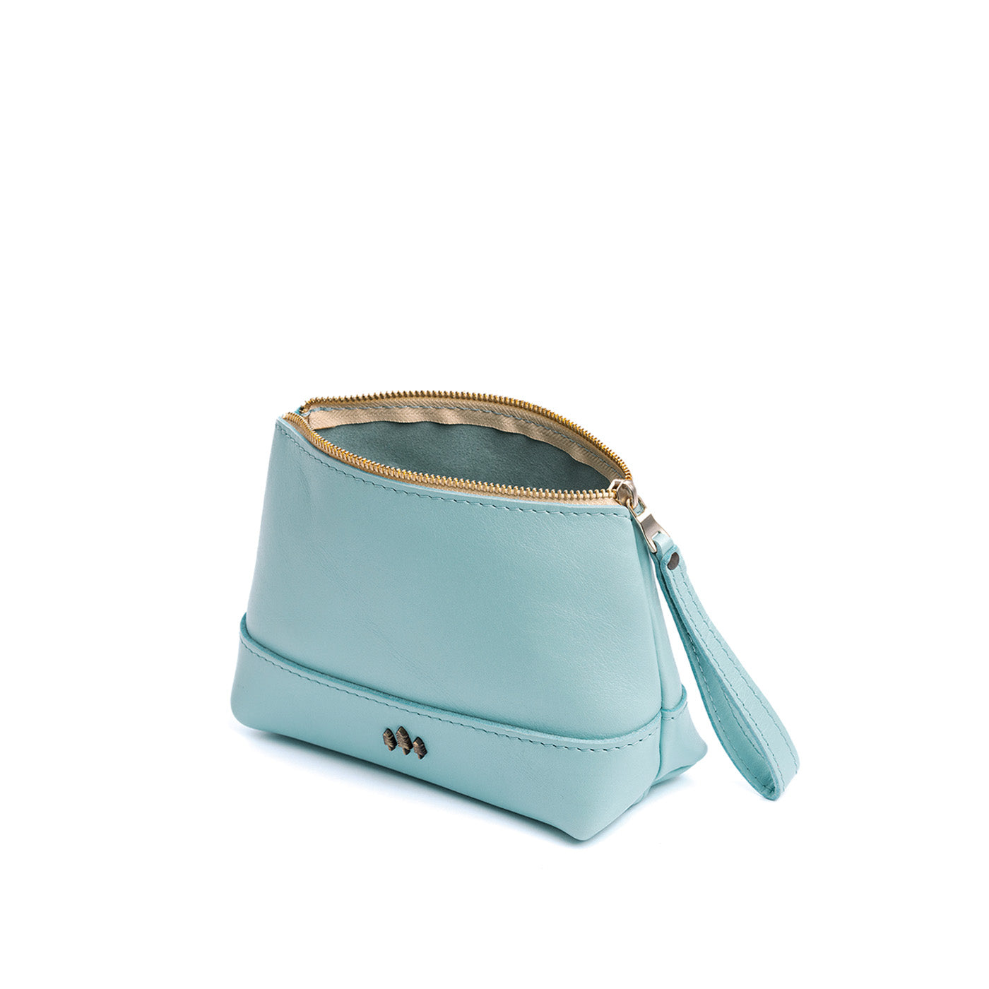 Leather Zipper Pouch with Wrist Strap & Flat Base | Almost Perfect Chelsea