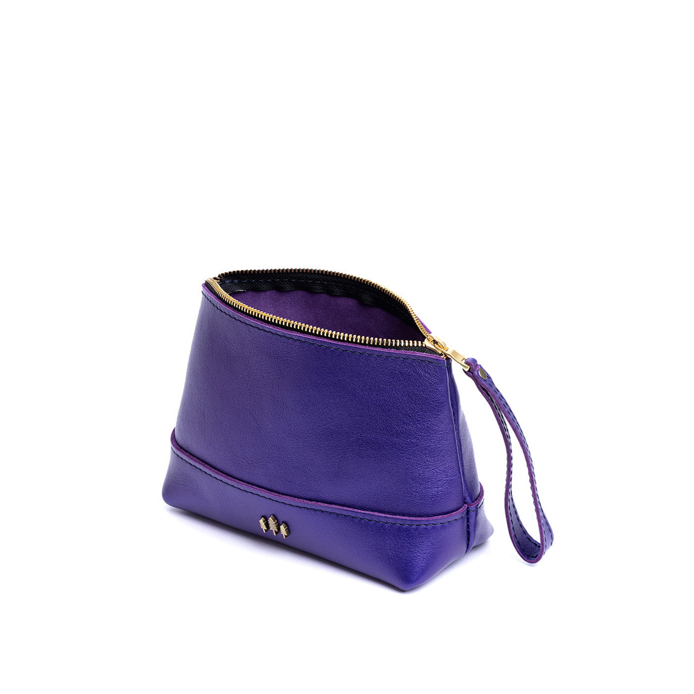 Leather Zipper Pouch with Wrist Strap & Flat Base | Almost Perfect Chelsea