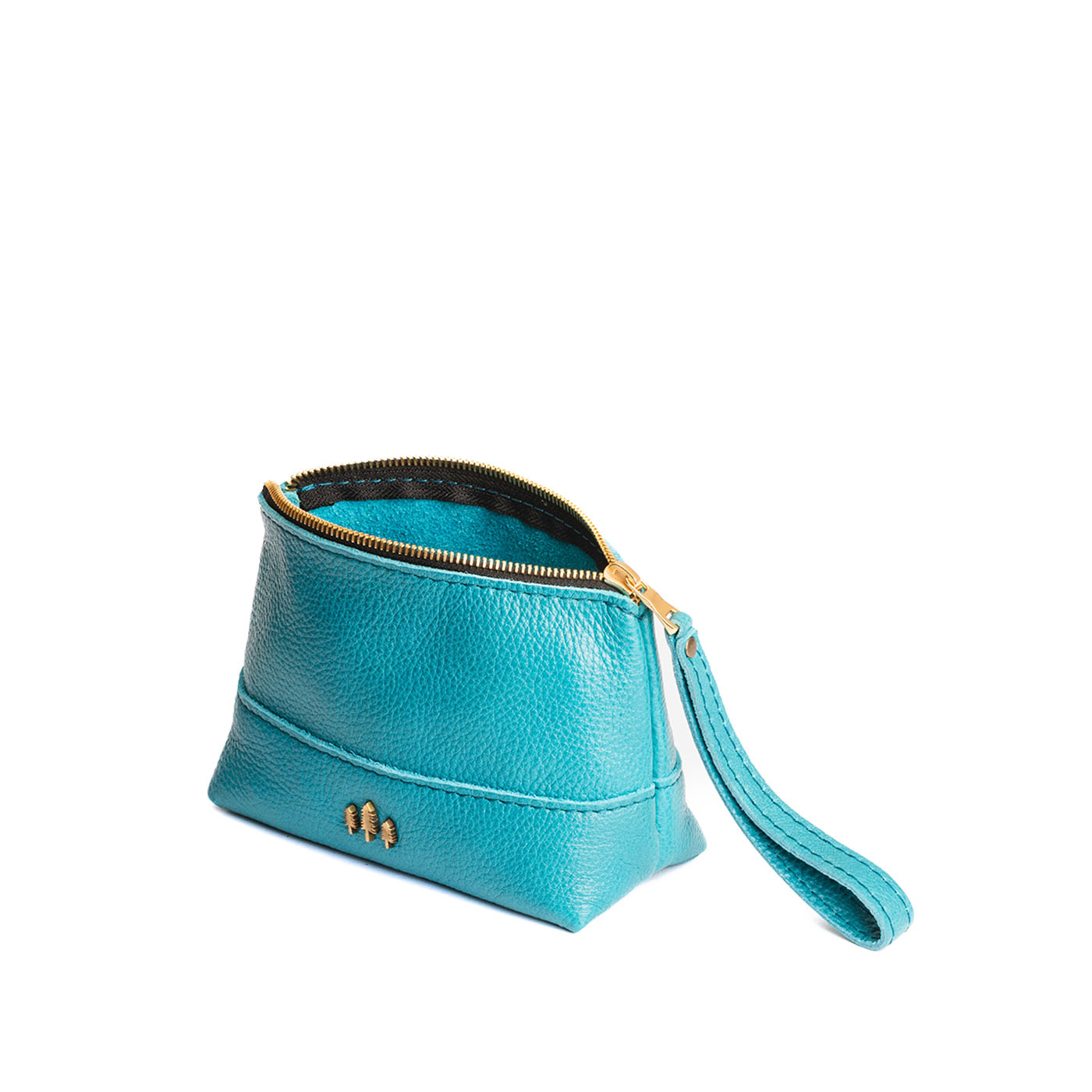 Leather Zipper Pouch with Wrist Strap & Flat Base | Almost Perfect Chelsea
