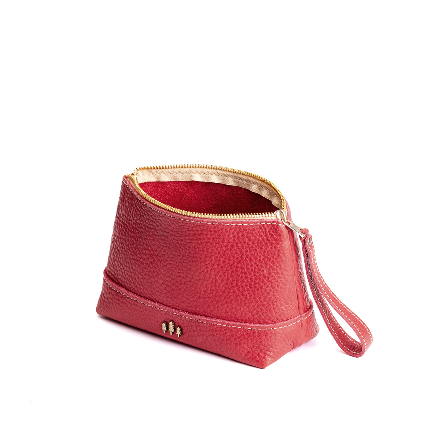 Leather Zipper Pouch with Wrist Strap & Flat Base | Almost Perfect Chelsea