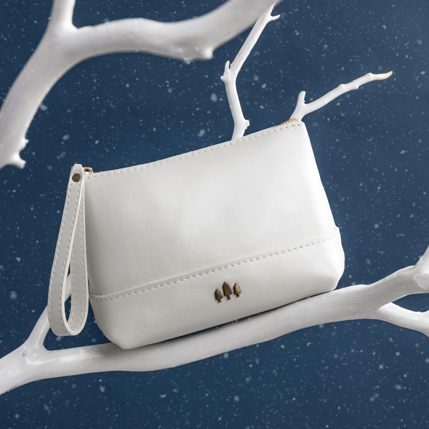 Leather Zipper Pouch with Wrist Strap & Flat Base | Almost Perfect Chelsea