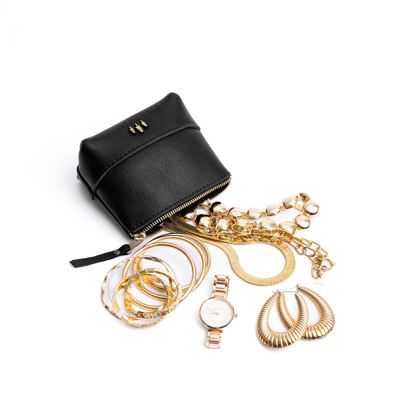 Leather Zipper Pouch with Wrist Strap & Flat Base | Almost Perfect Chelsea