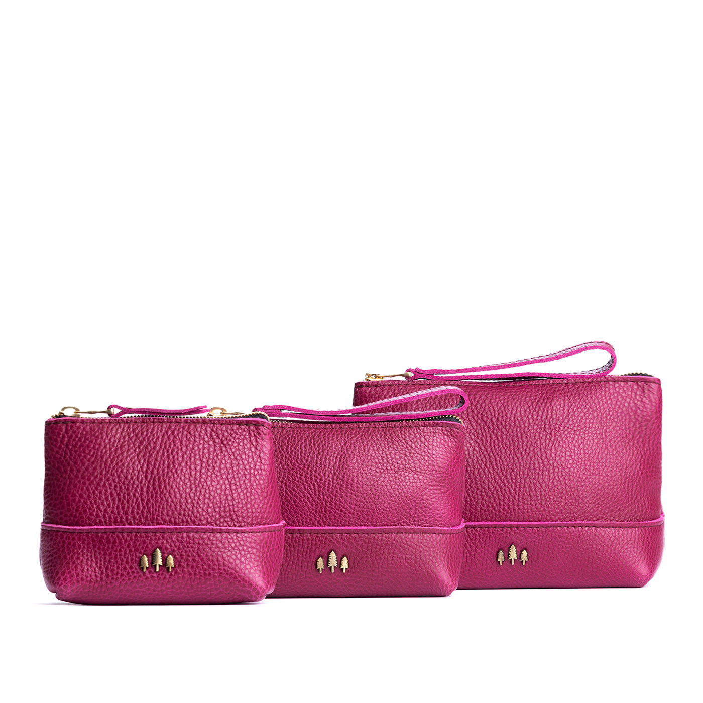 Leather Zipper Pouch with Wrist Strap & Flat Base | Almost Perfect Chelsea