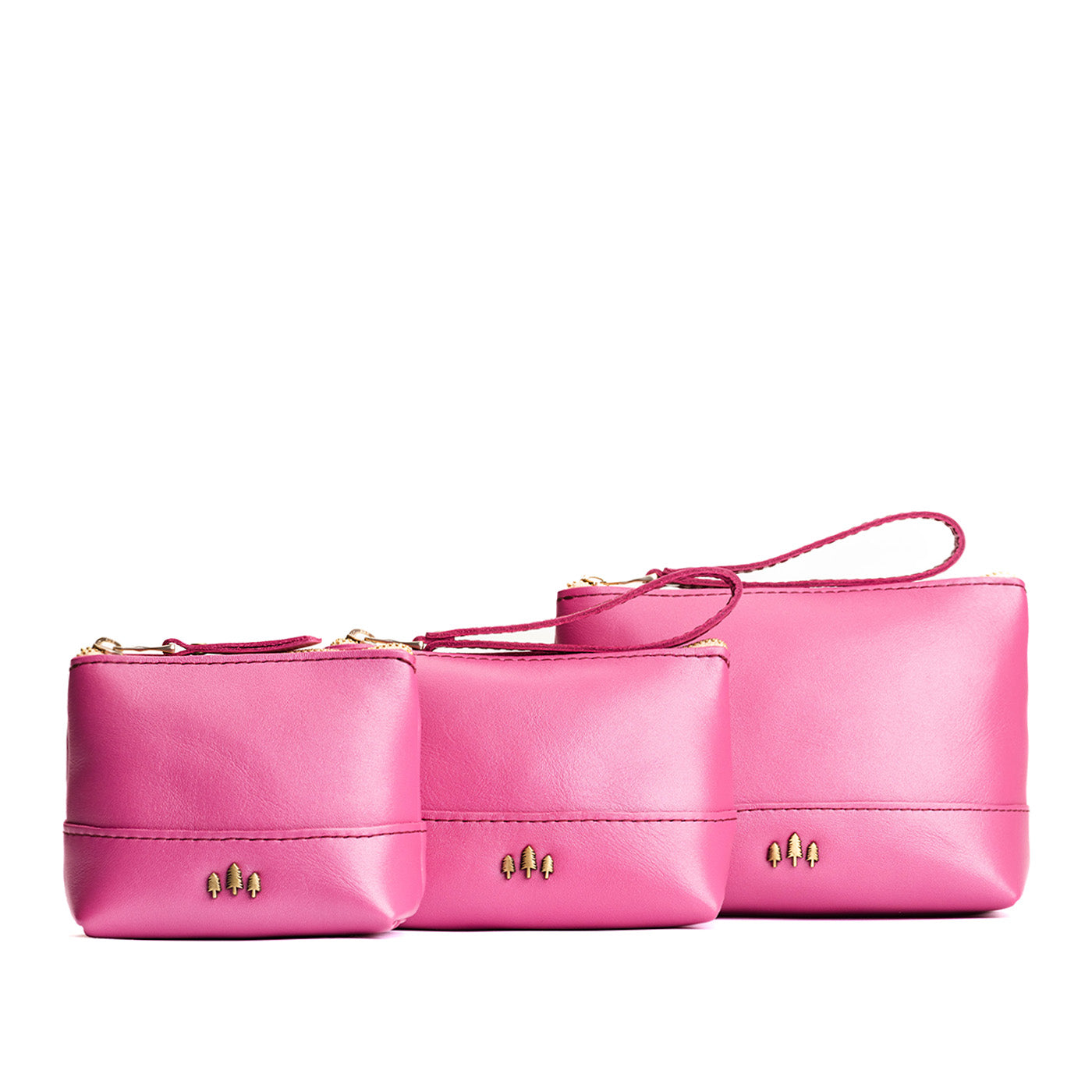 Leather Zipper Pouch with Wrist Strap & Flat Base | Almost Perfect Chelsea