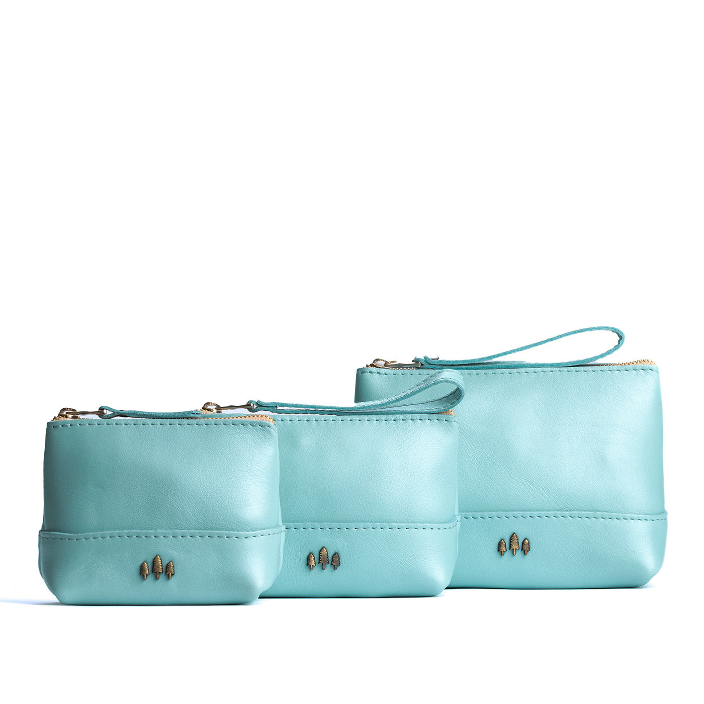 Leather Zipper Pouch with Wrist Strap & Flat Base | Almost Perfect Chelsea