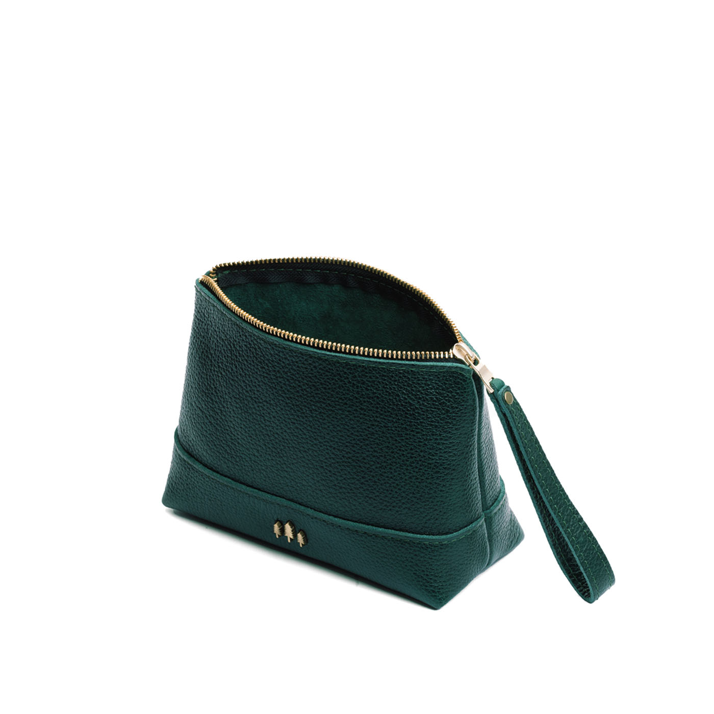 Leather Zipper Pouch with Wrist Strap & Flat Base | Almost Perfect Chelsea