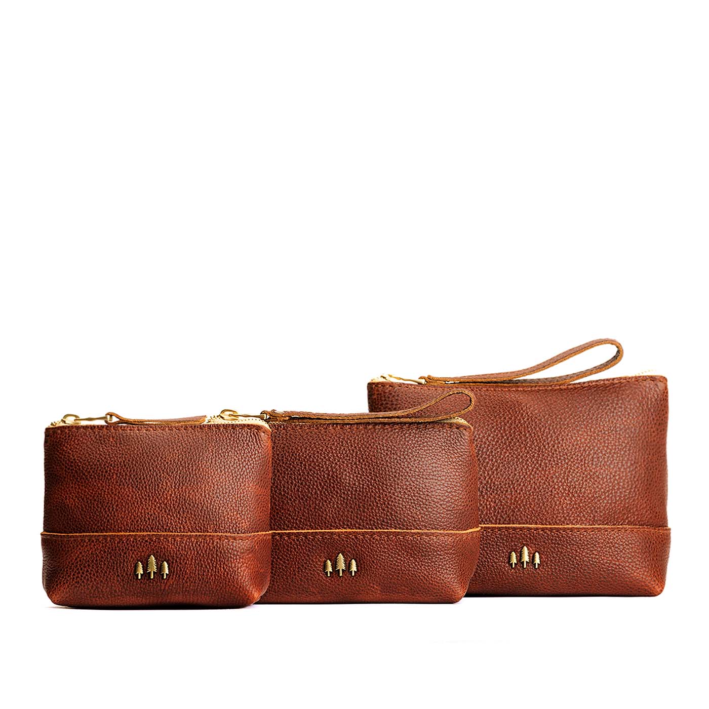 Leather Zipper Pouch with Wrist Strap & Flat Base | Almost Perfect Chelsea