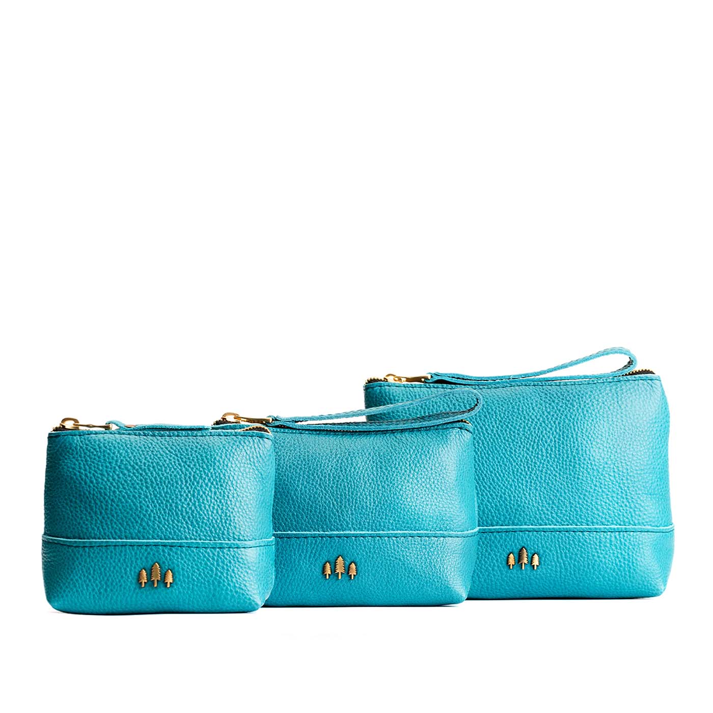 Leather Zipper Pouch with Wrist Strap & Flat Base | Almost Perfect Chelsea