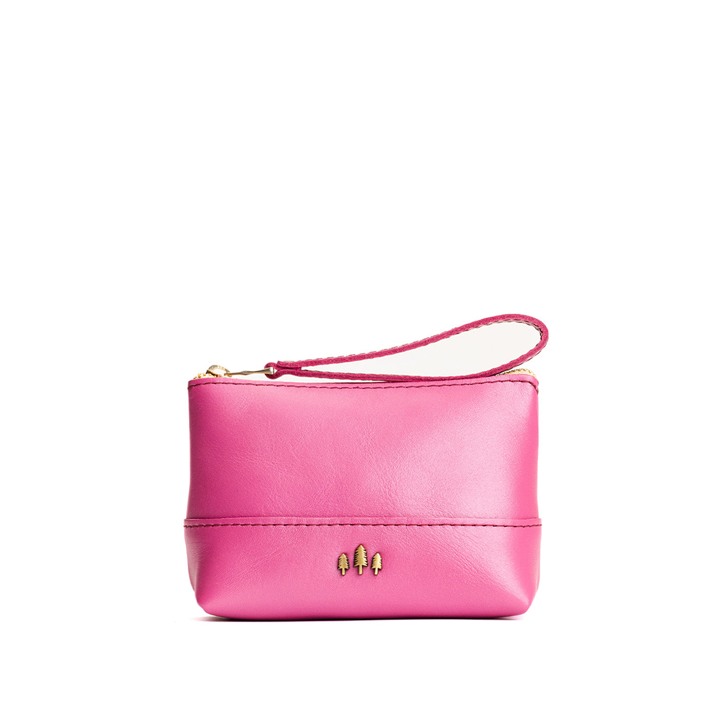 Leather Zipper Pouch with Wrist Strap & Flat Base | Almost Perfect Chelsea
