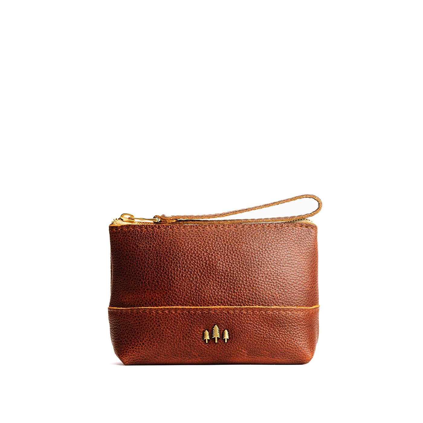 Leather Zipper Pouch with Wrist Strap & Flat Base | Almost Perfect Chelsea