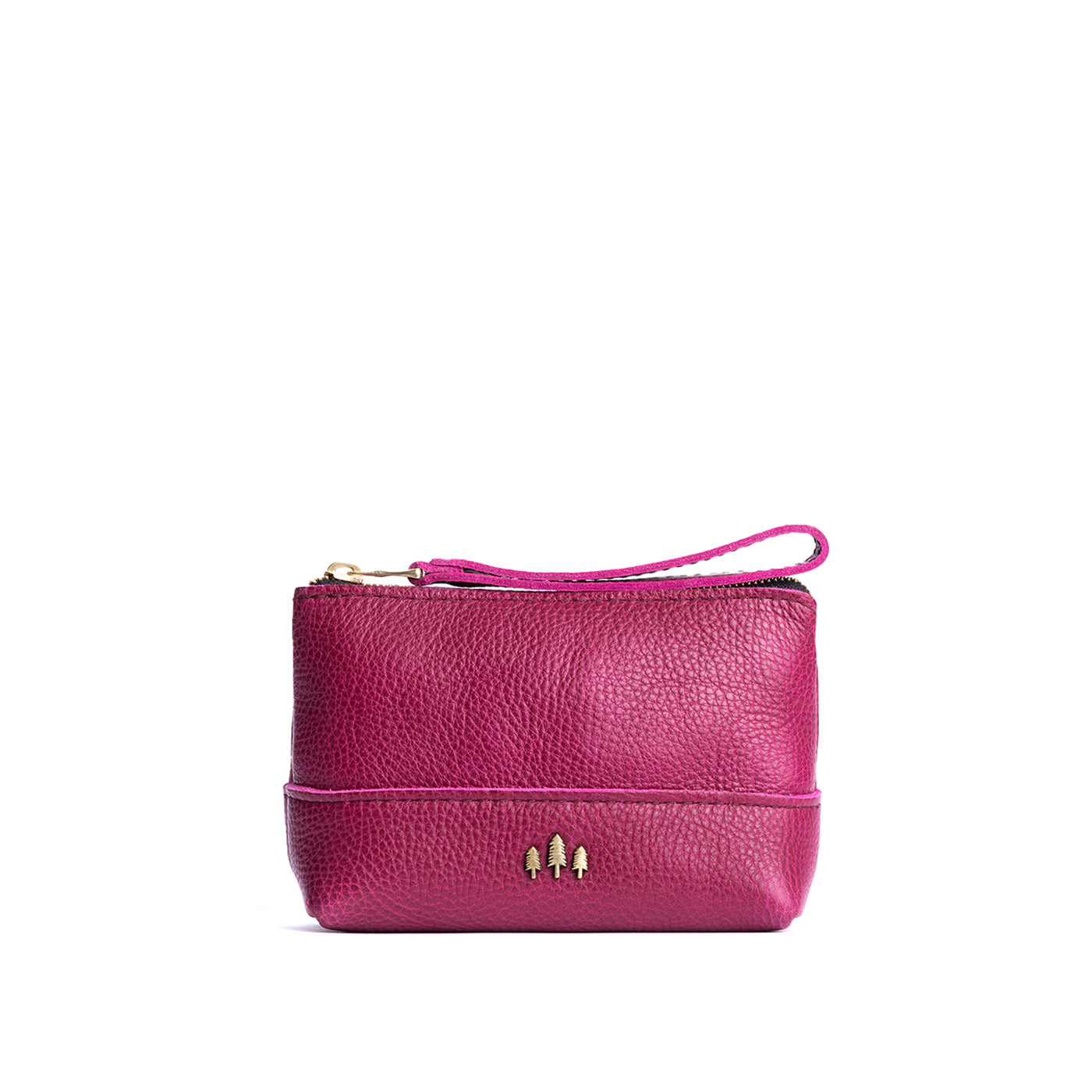 Leather Zipper Pouch with Wrist Strap & Flat Base | Almost Perfect Chelsea
