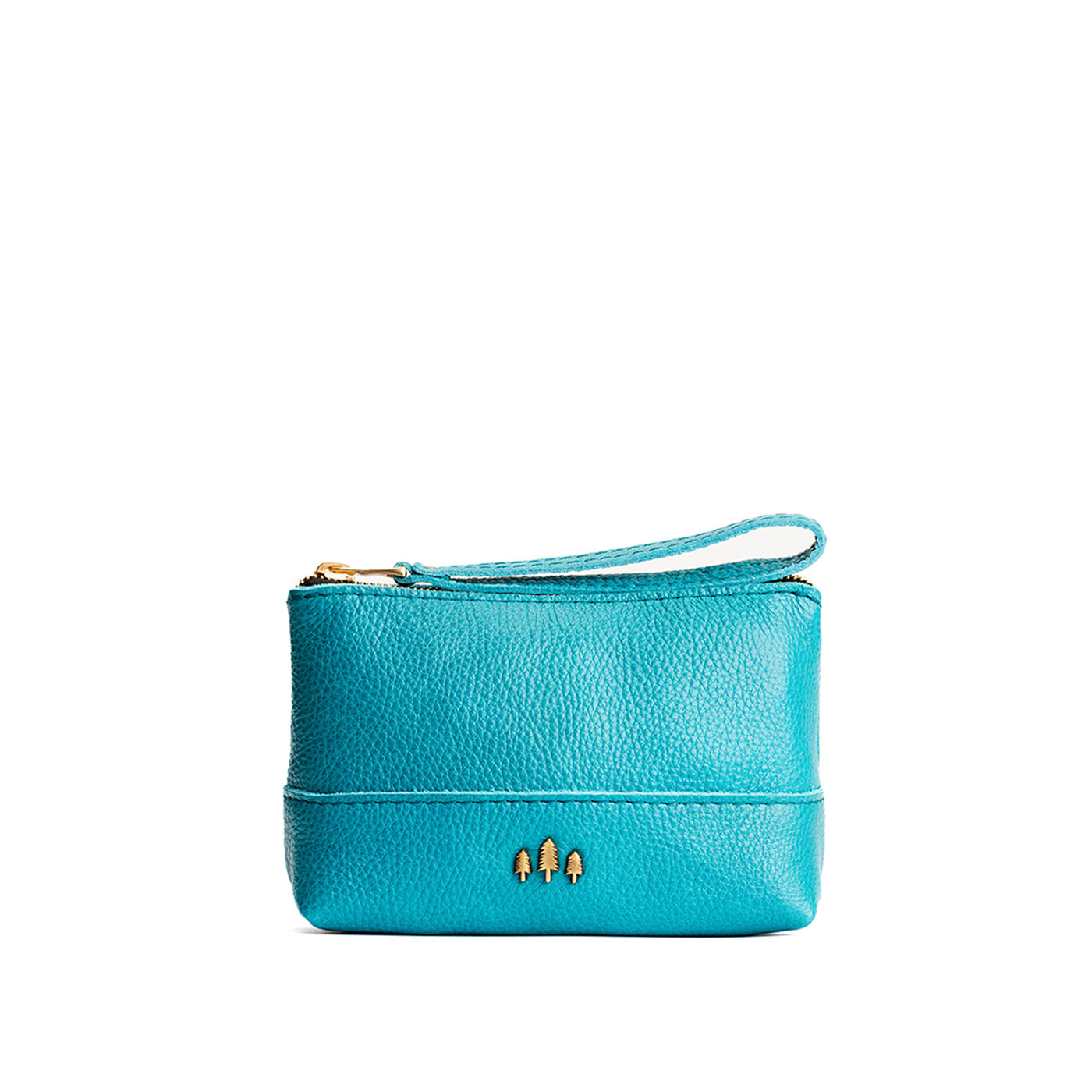 Leather Zipper Pouch with Wrist Strap & Flat Base | Almost Perfect Chelsea