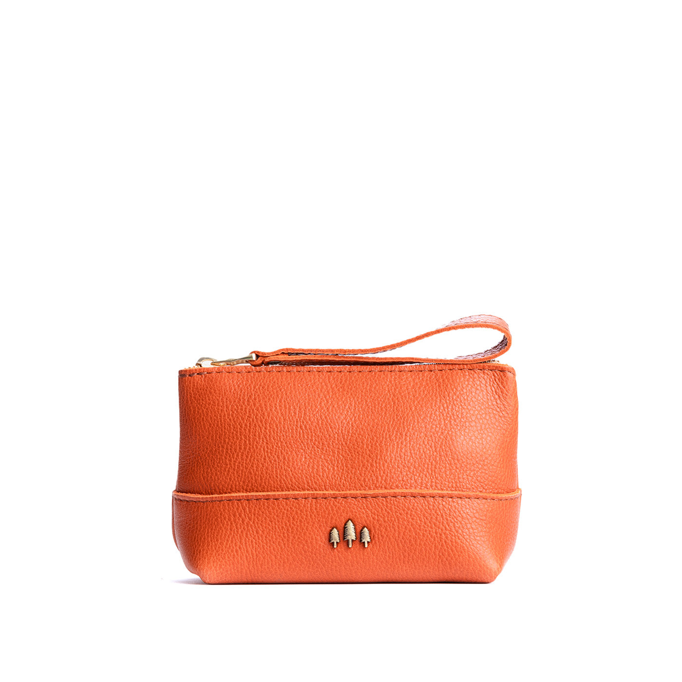 Leather Zipper Pouch with Wrist Strap & Flat Base | Almost Perfect Chelsea