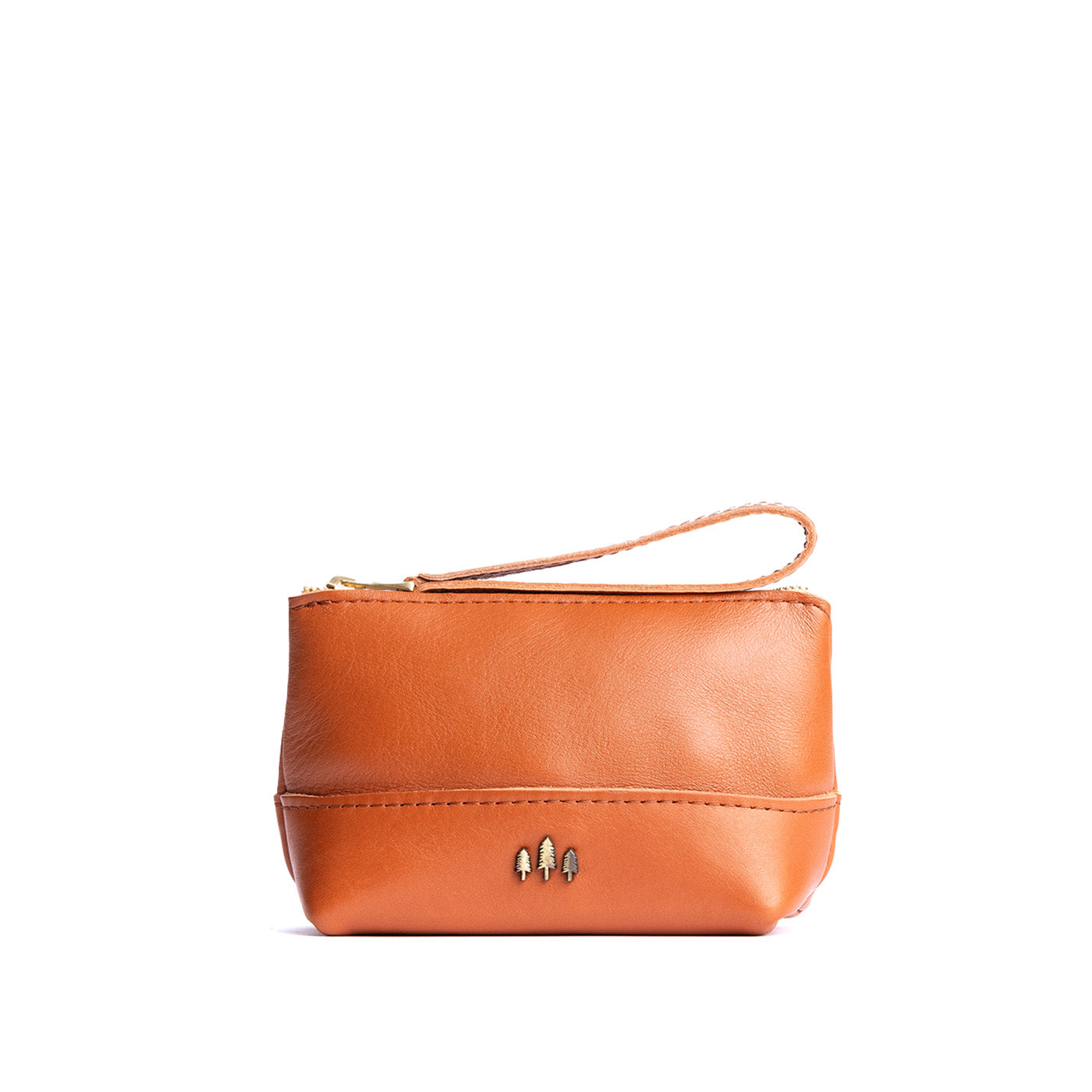 Leather Zipper Pouch with Wrist Strap & Flat Base | Almost Perfect Chelsea
