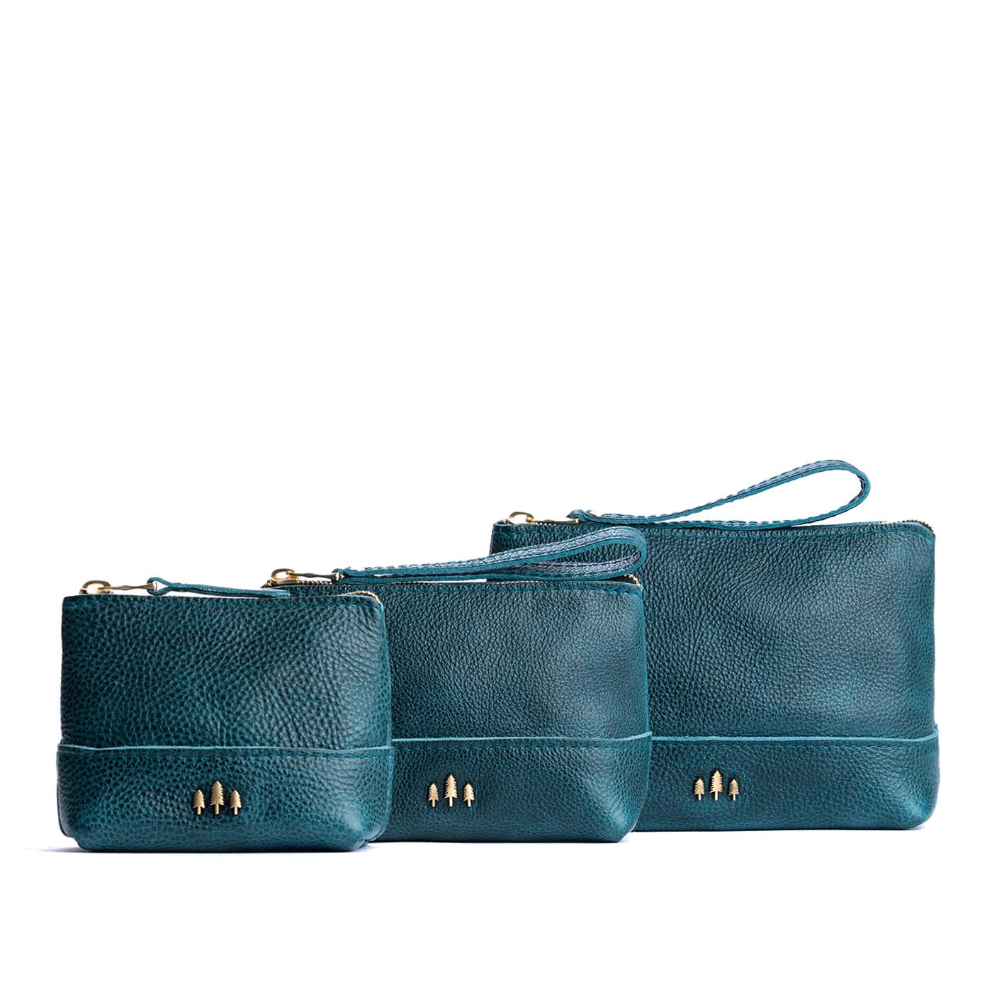 Leather Zipper Pouch with Wrist Strap & Flat Base | Almost Perfect Chelsea