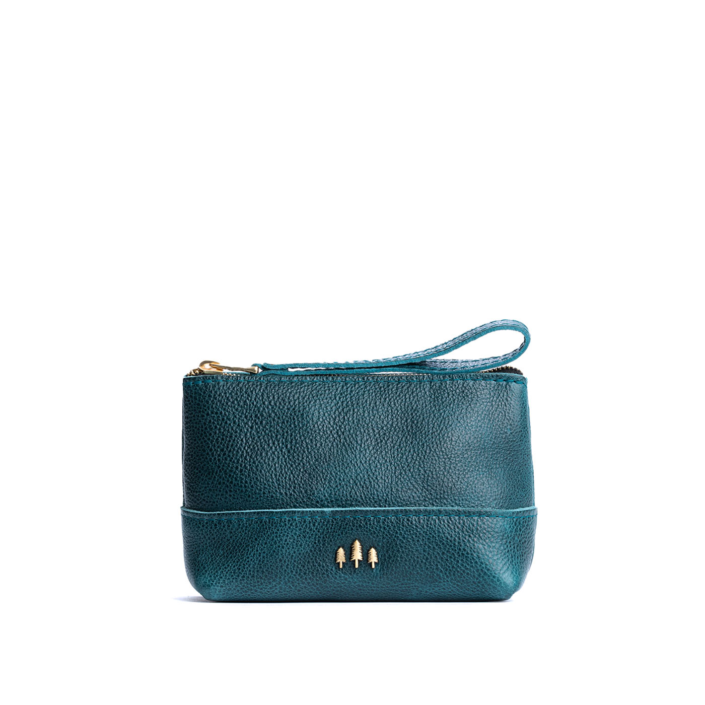 Leather Zipper Pouch with Wrist Strap & Flat Base | Almost Perfect Chelsea