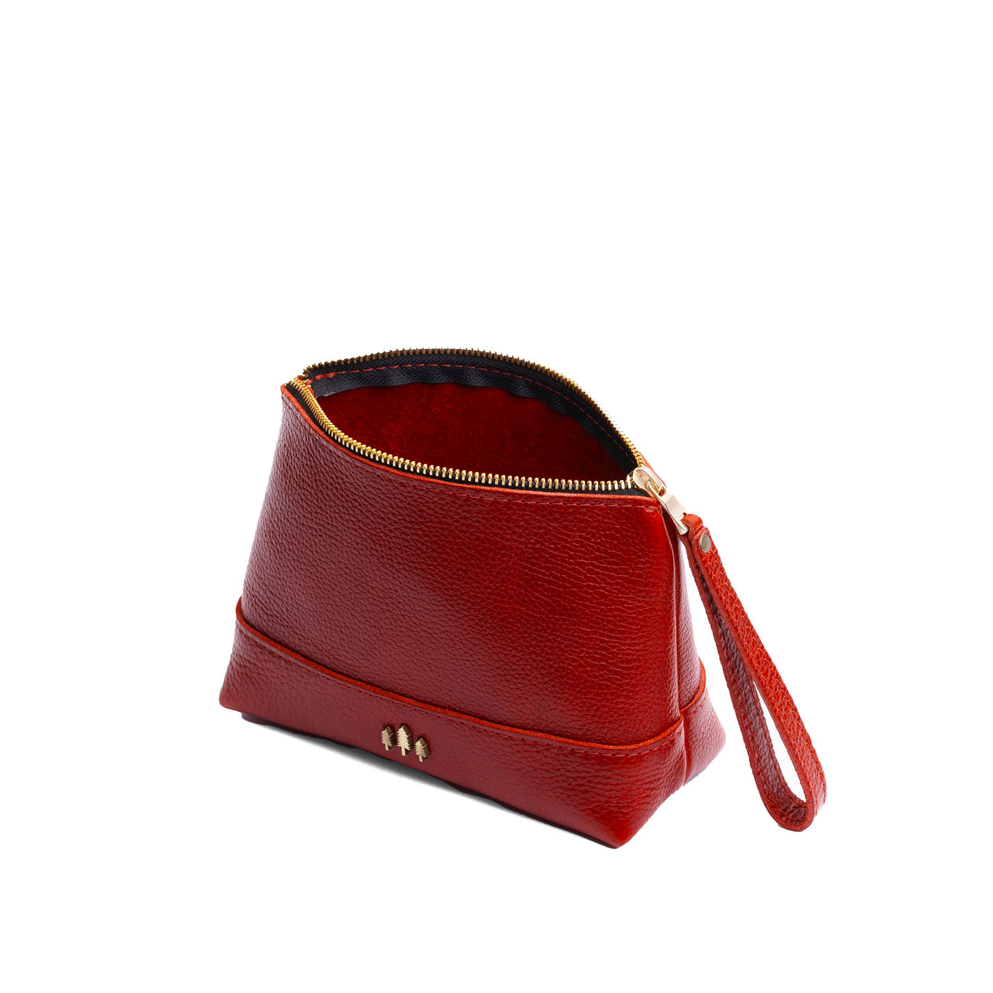 Leather Zipper Pouch with Wrist Strap & Flat Base | Almost Perfect Chelsea