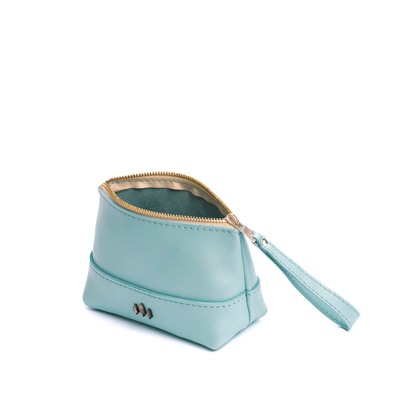 Leather Zipper Pouch with Wrist Strap & Flat Base | Almost Perfect Chelsea