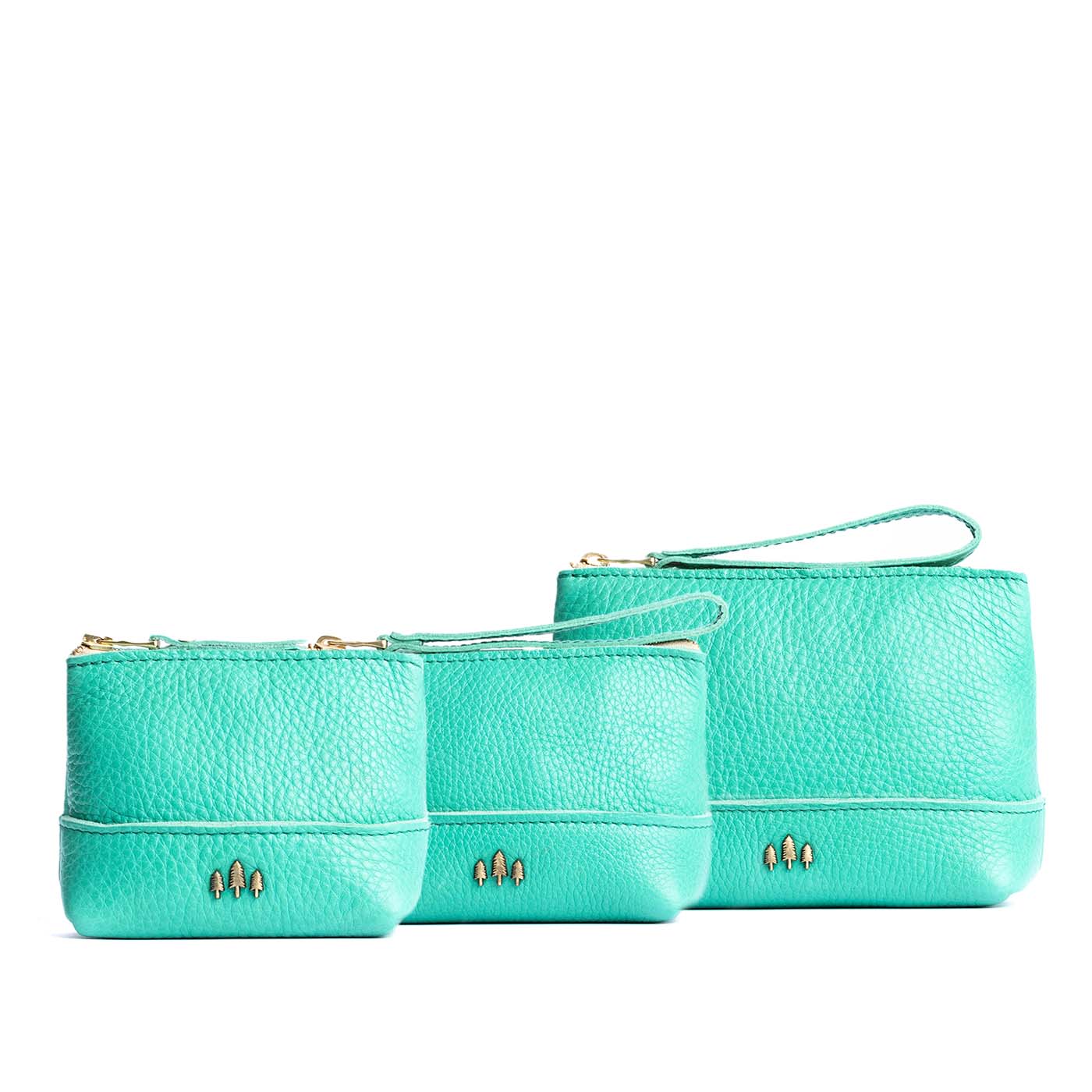 Leather Zipper Pouch with Wrist Strap & Flat Base | Almost Perfect Chelsea