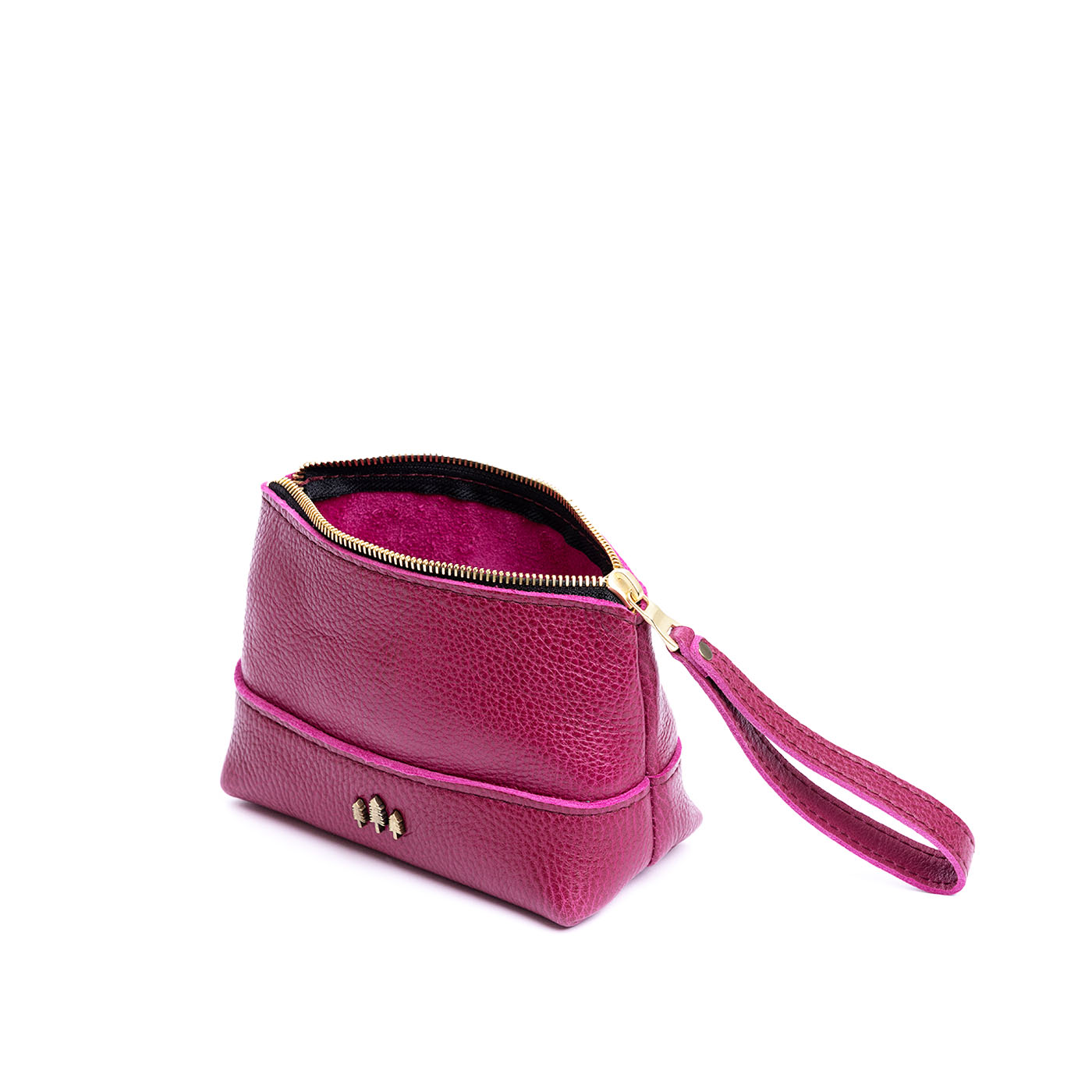 Leather Zipper Pouch with Wrist Strap & Flat Base | Almost Perfect Chelsea
