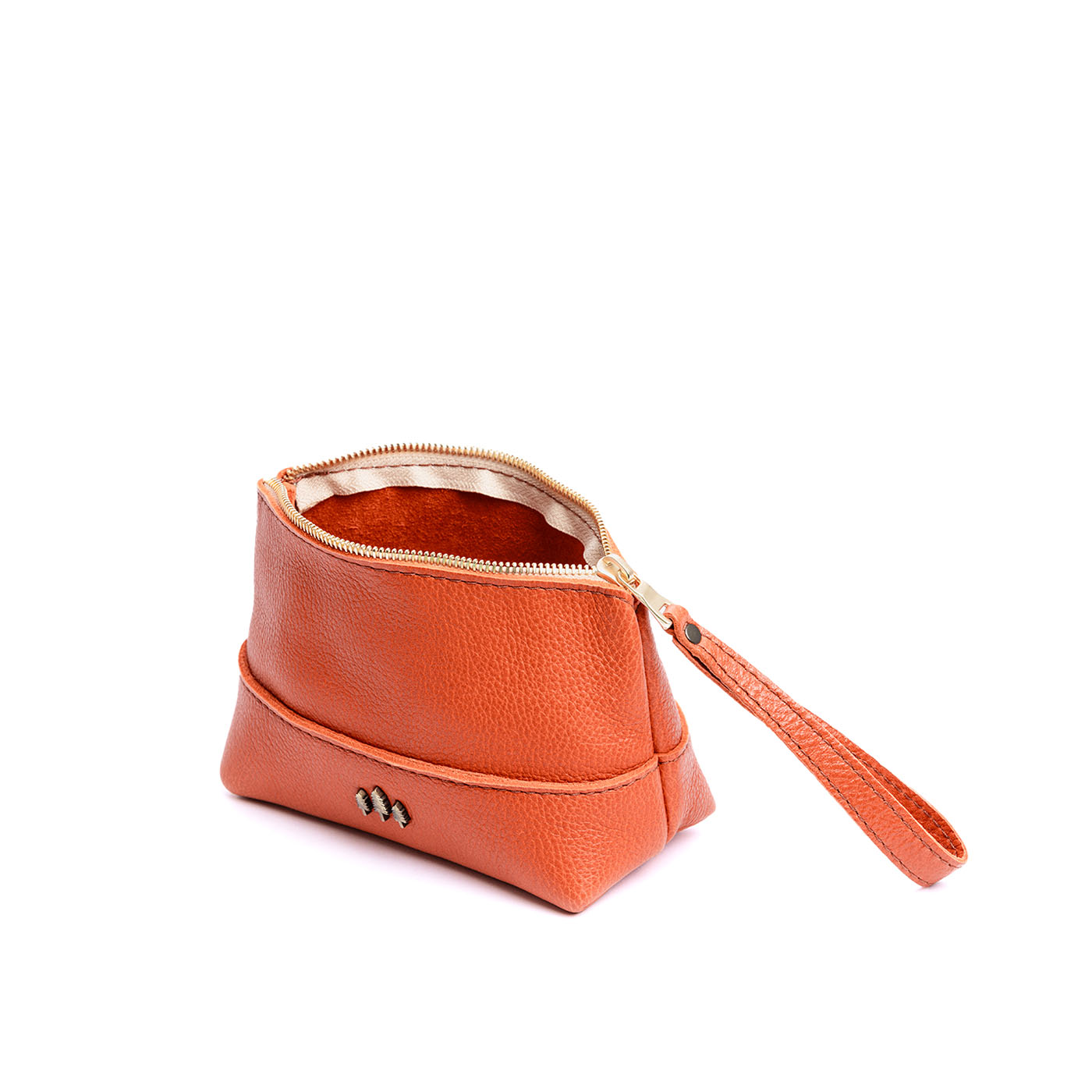 Leather Zipper Pouch with Wrist Strap & Flat Base | Almost Perfect Chelsea