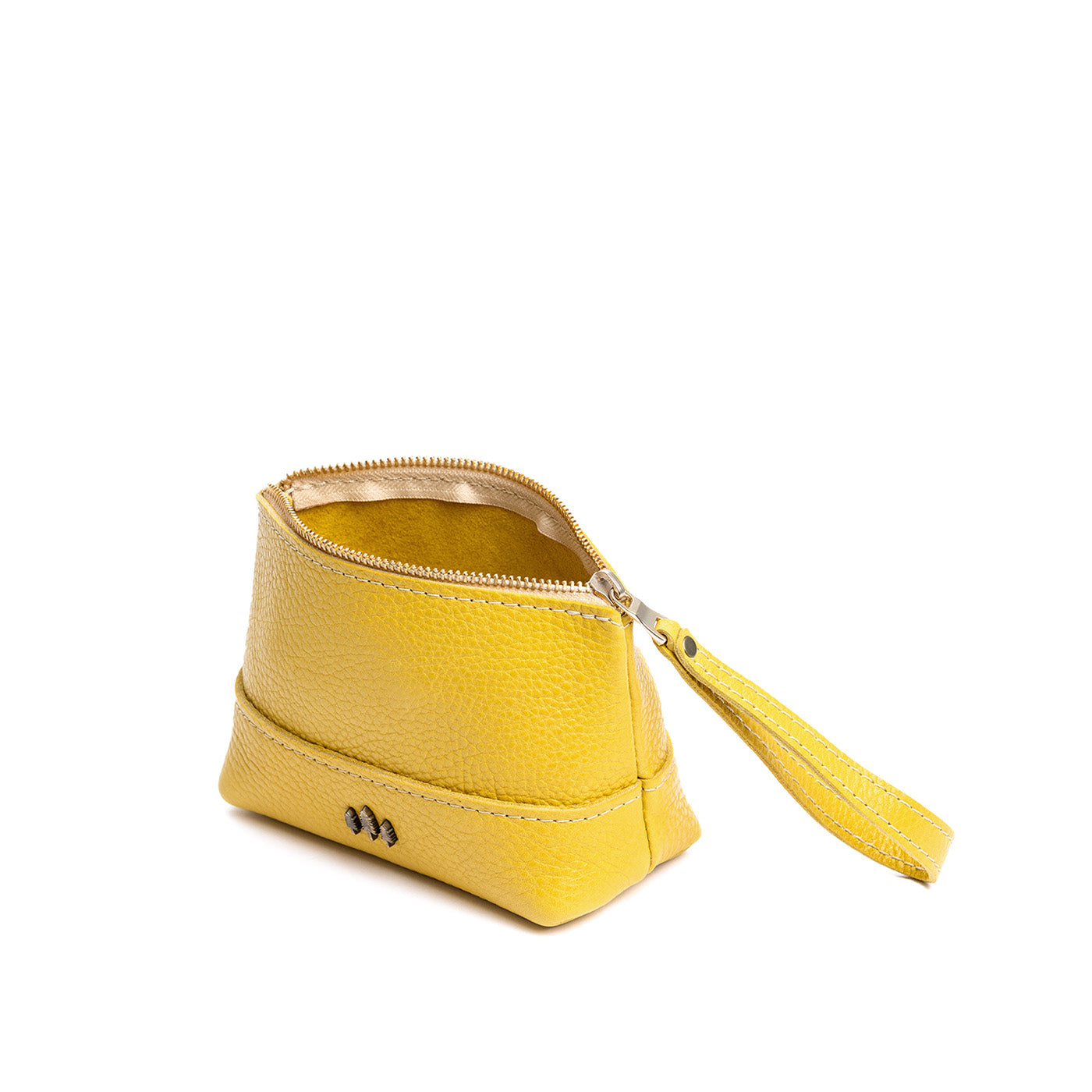 Leather Zipper Pouch with Wrist Strap & Flat Base | Almost Perfect Chelsea
