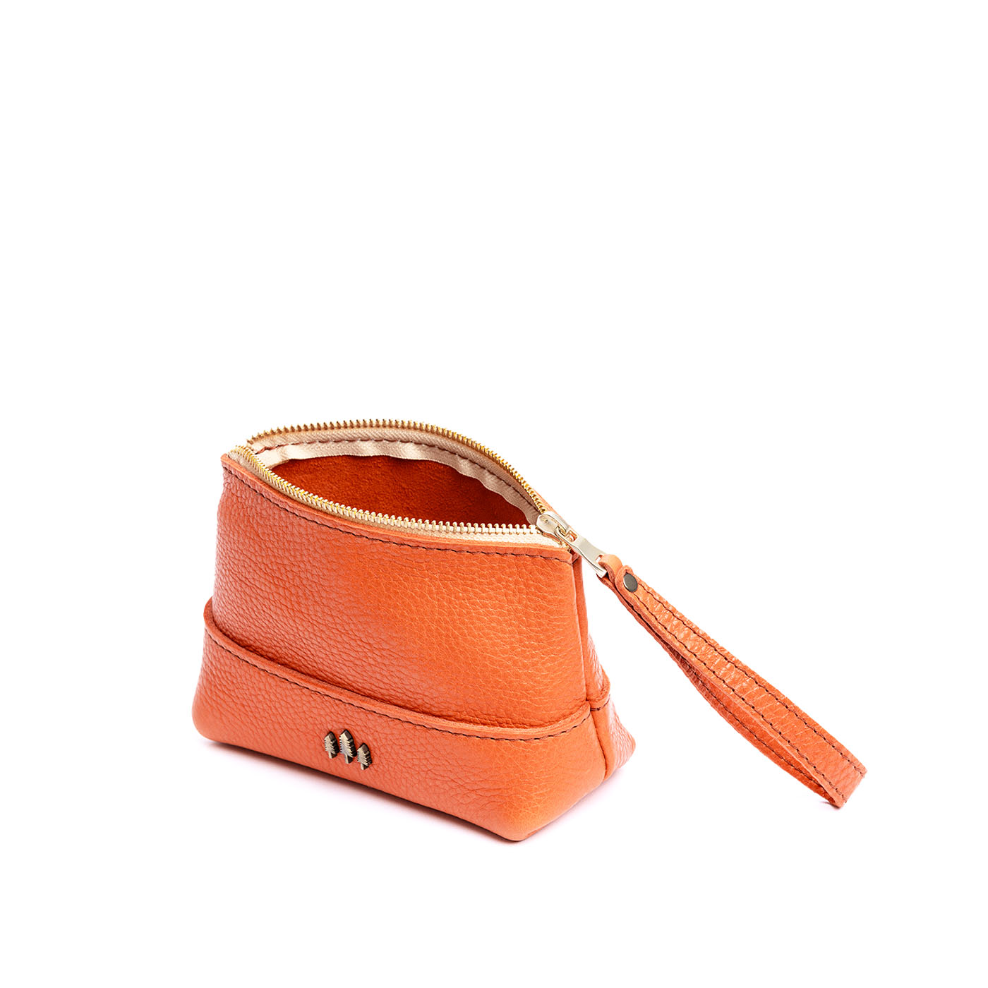 Leather Zipper Pouch with Wrist Strap & Flat Base | Almost Perfect Chelsea
