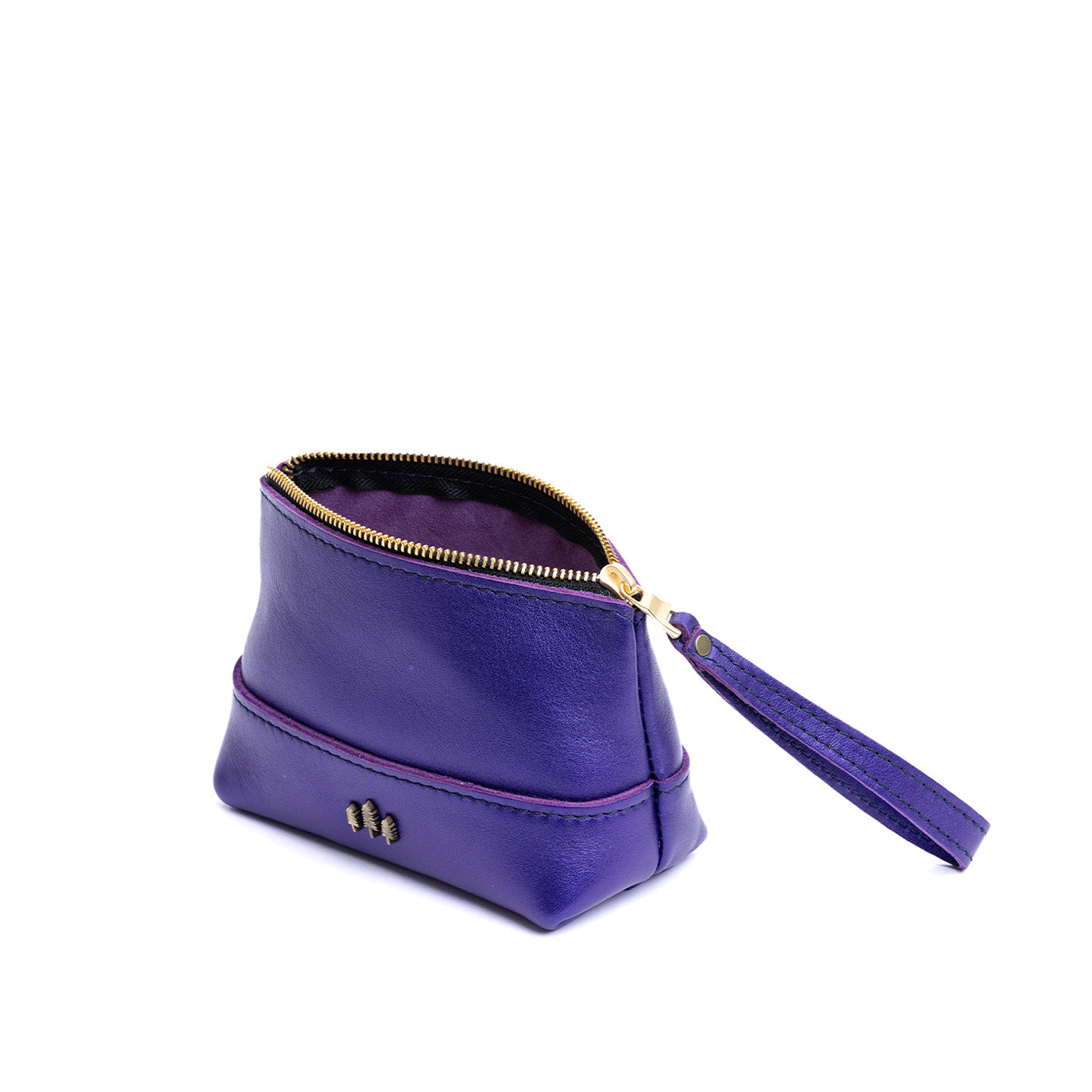 Leather Zipper Pouch with Wrist Strap & Flat Base | Almost Perfect Chelsea