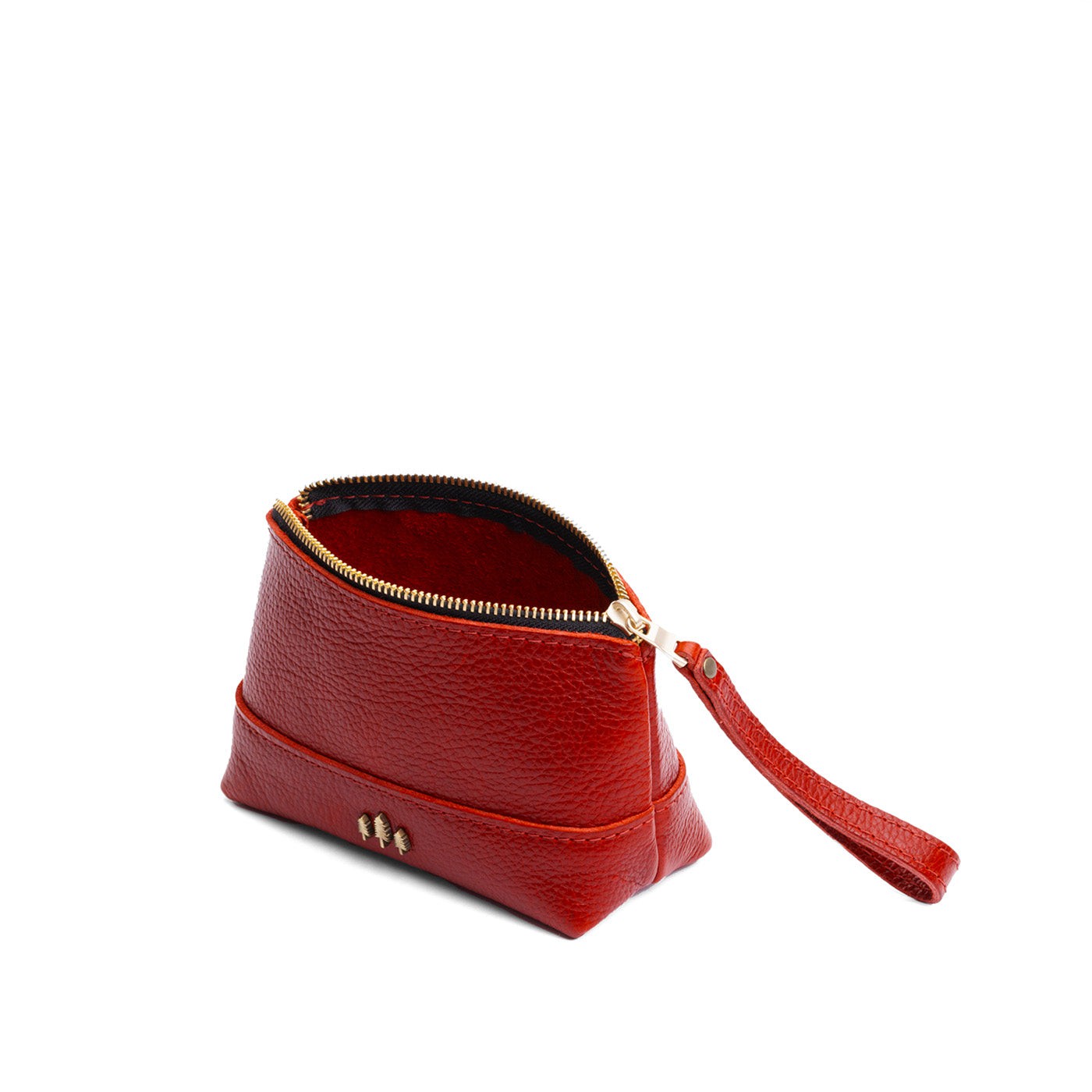Leather Zipper Pouch with Wrist Strap & Flat Base | Almost Perfect Chelsea