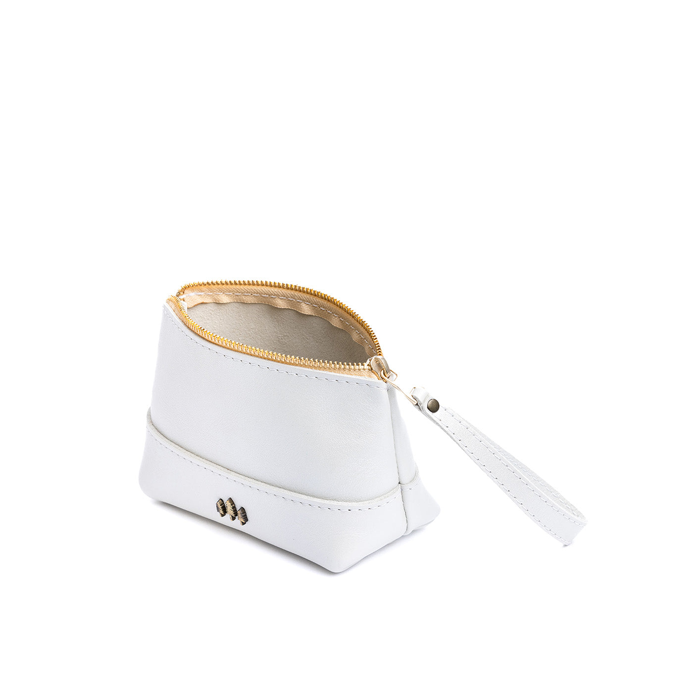 Leather Zipper Pouch with Wrist Strap & Flat Base | Almost Perfect Chelsea
