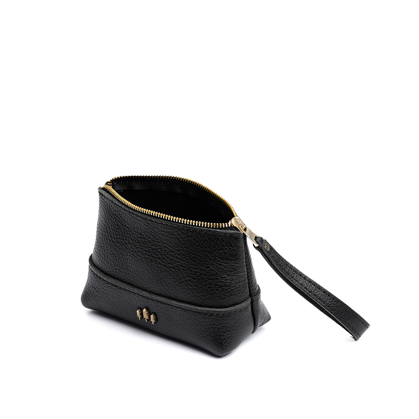 Leather Zipper Pouch with Wrist Strap & Flat Base | Almost Perfect Chelsea