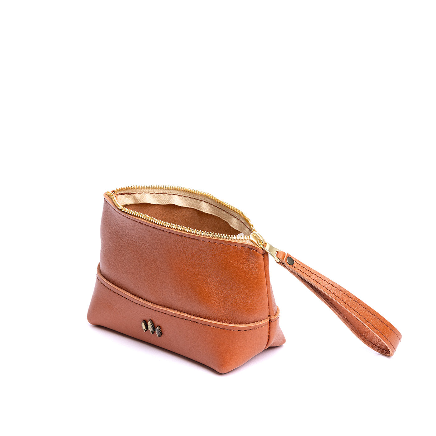 Leather Zipper Pouch with Wrist Strap & Flat Base | Almost Perfect Chelsea