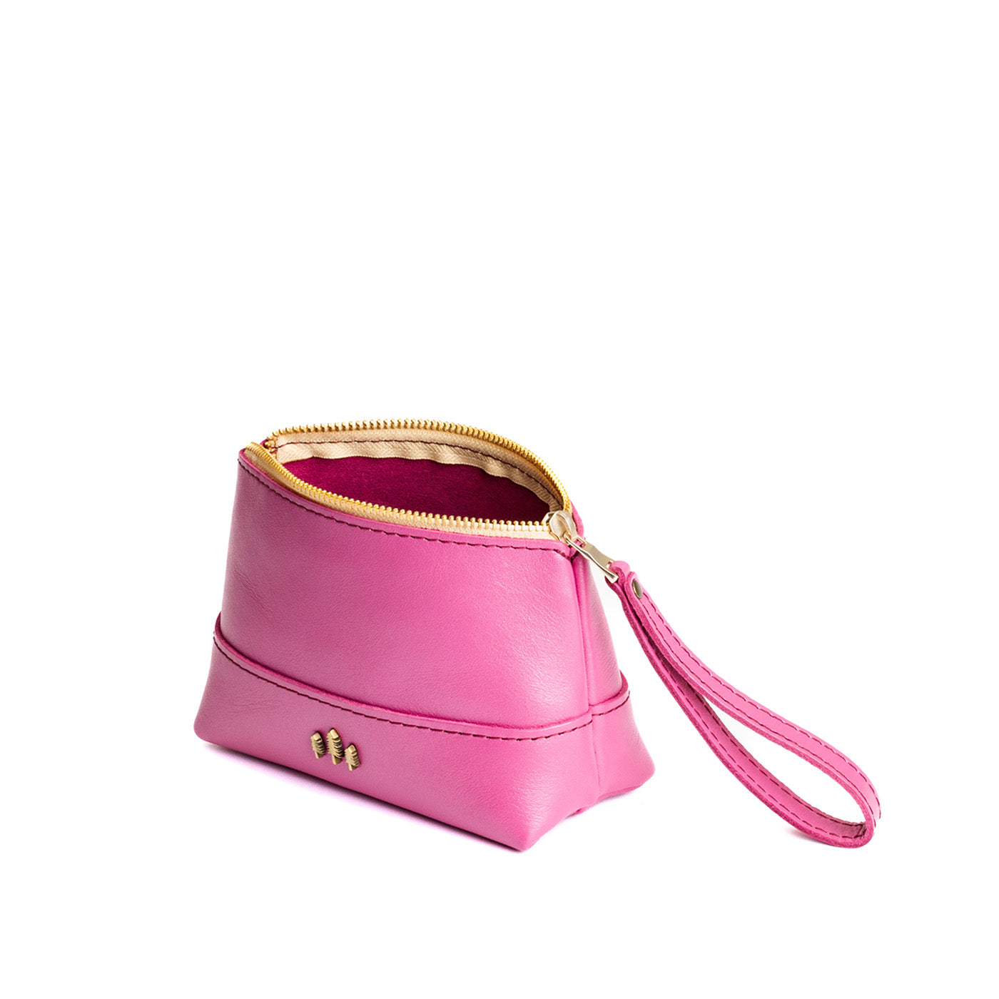 Leather Zipper Pouch with Wrist Strap & Flat Base | Almost Perfect Chelsea
