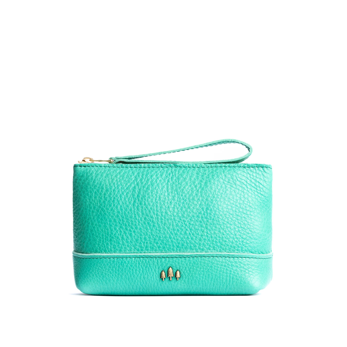 Leather Zipper Pouch with Wrist Strap & Flat Base | Almost Perfect Chelsea