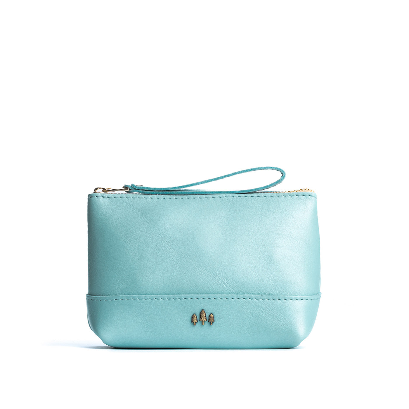 Leather Zipper Pouch with Wrist Strap & Flat Base | Almost Perfect Chelsea