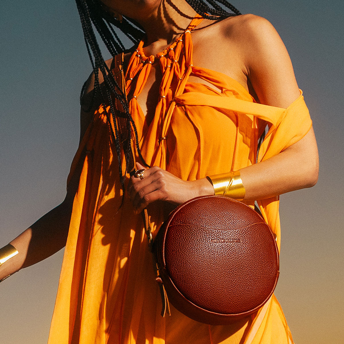 Geometric Circle Crossbody Bag with Adjustable Strap & Pockets