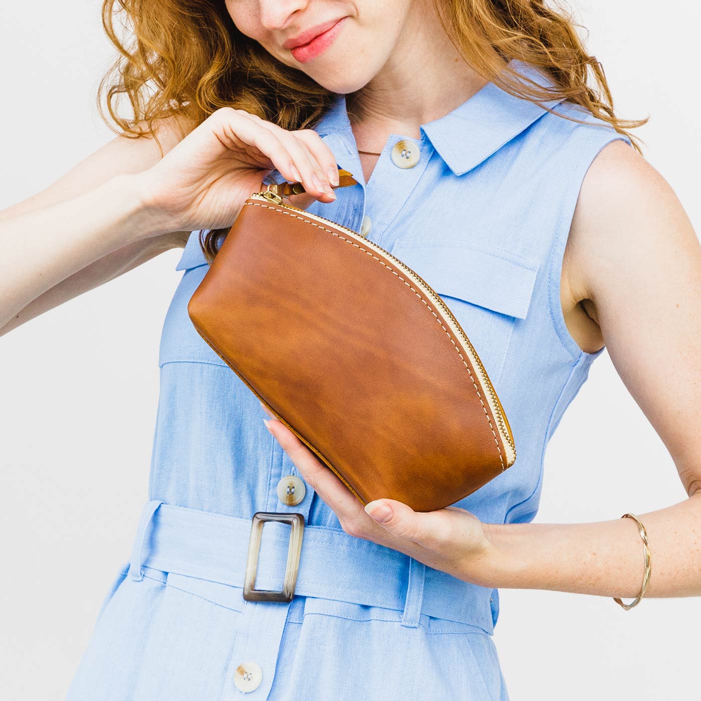 Minimalist Suede Makeup Bag with Watertight Interior | Eclipse