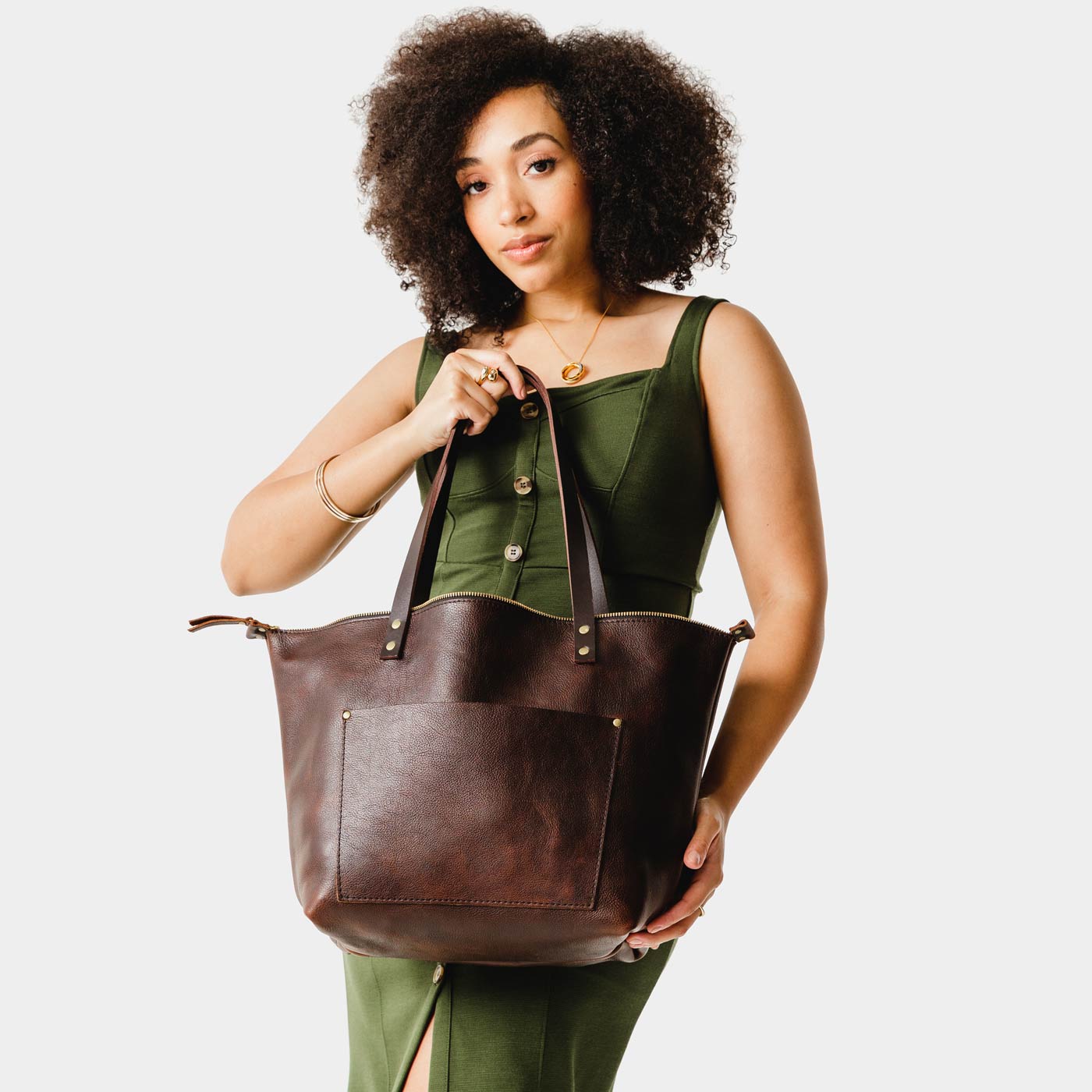 Handcrafted Leather Tote Bag with Pockets & Key Loop | Almost Perfect