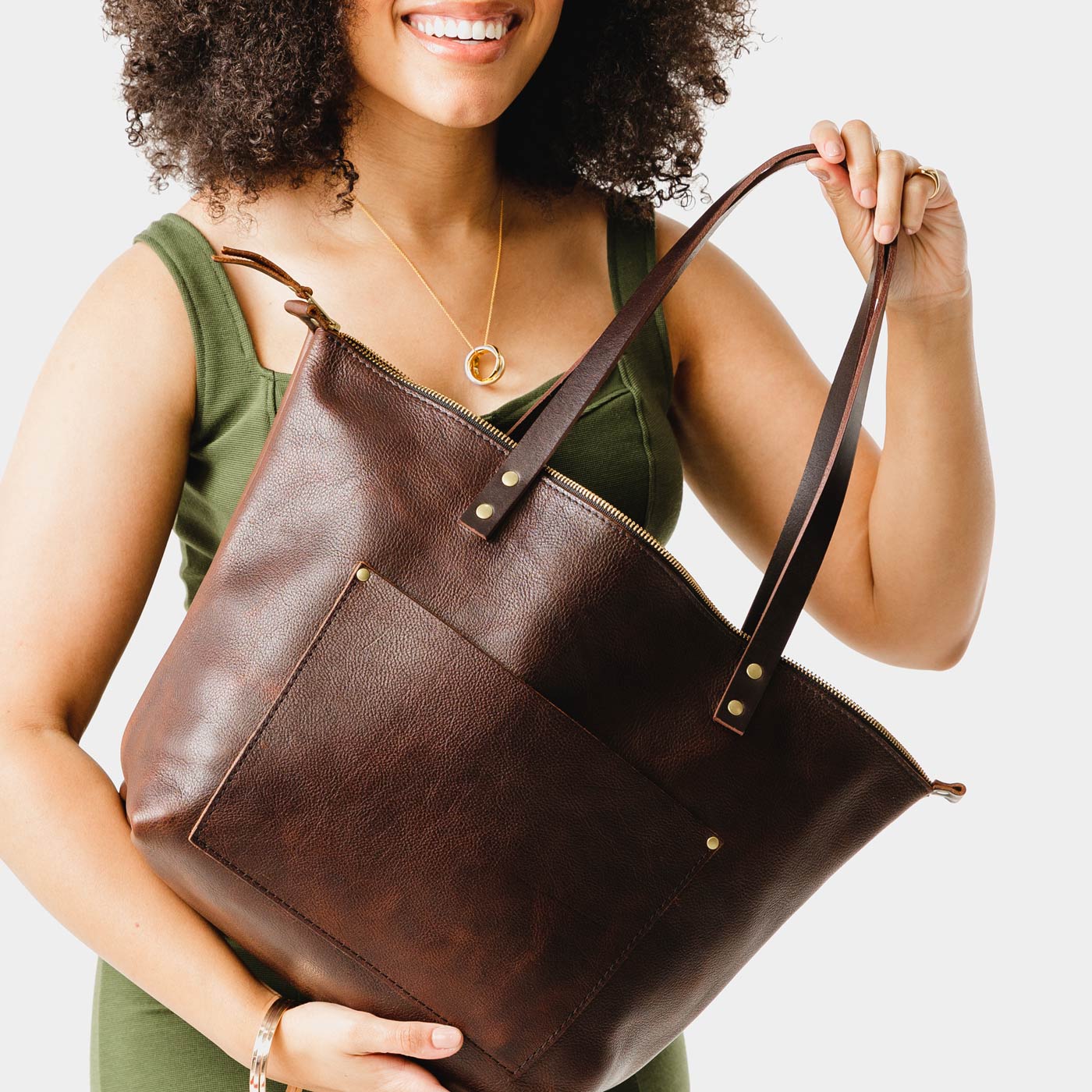 Handcrafted Leather Tote Bag with Pockets & Key Loop | Almost Perfect